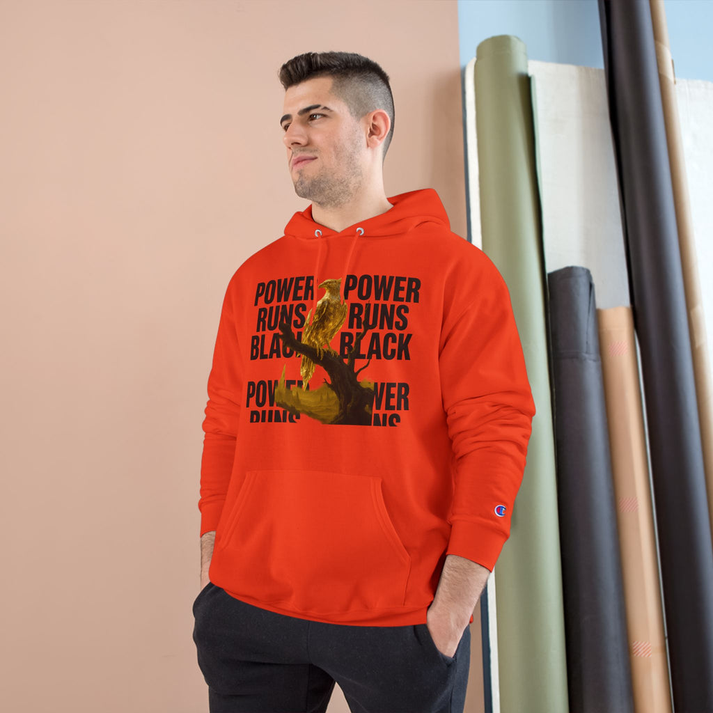 PRB Champion Hoodie — 'Power Runs Black' Golden Bird Graphic Pullover by Power Runs Black