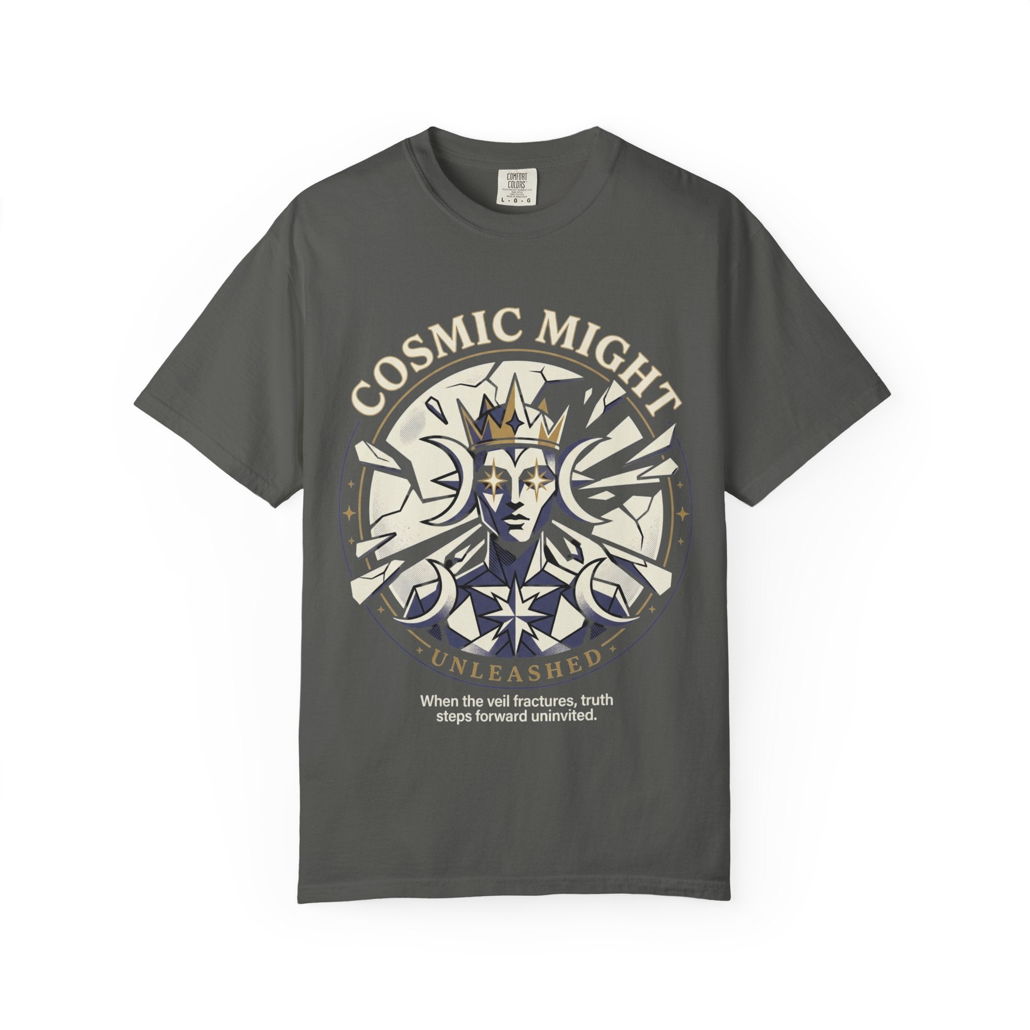 PRB Starforged Flex Cosmic Might Unleashed Graphic T-Shirt — 'Cosmic Might Unleashed' Vintage Astro King Tee by Power Runs Black