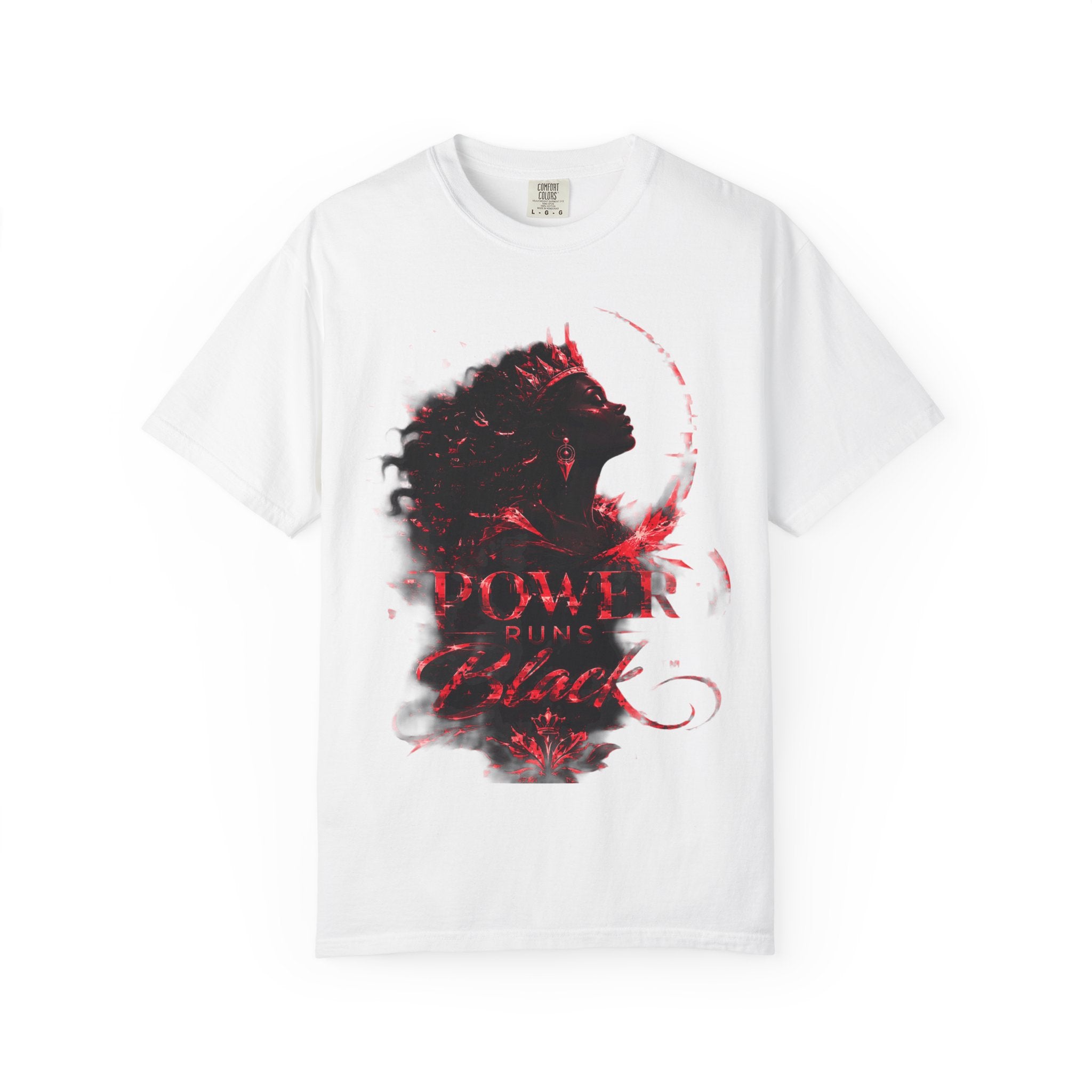 Power Runs Black Crown T-Shirt | Gothic Silhouette Artwork by Power Runs Black