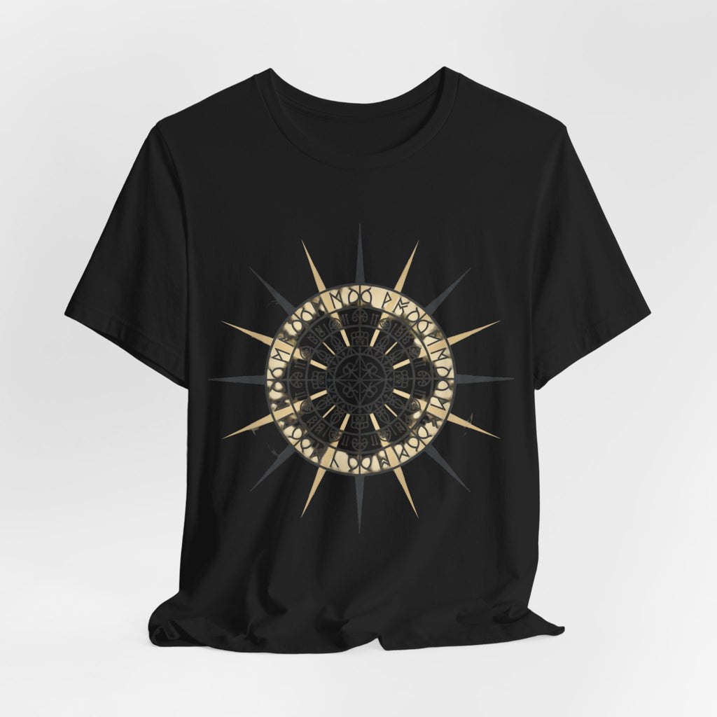 PRB Compass Rose Mandala Tee — Nautical Compass Graphic Shirt by Power Runs Black