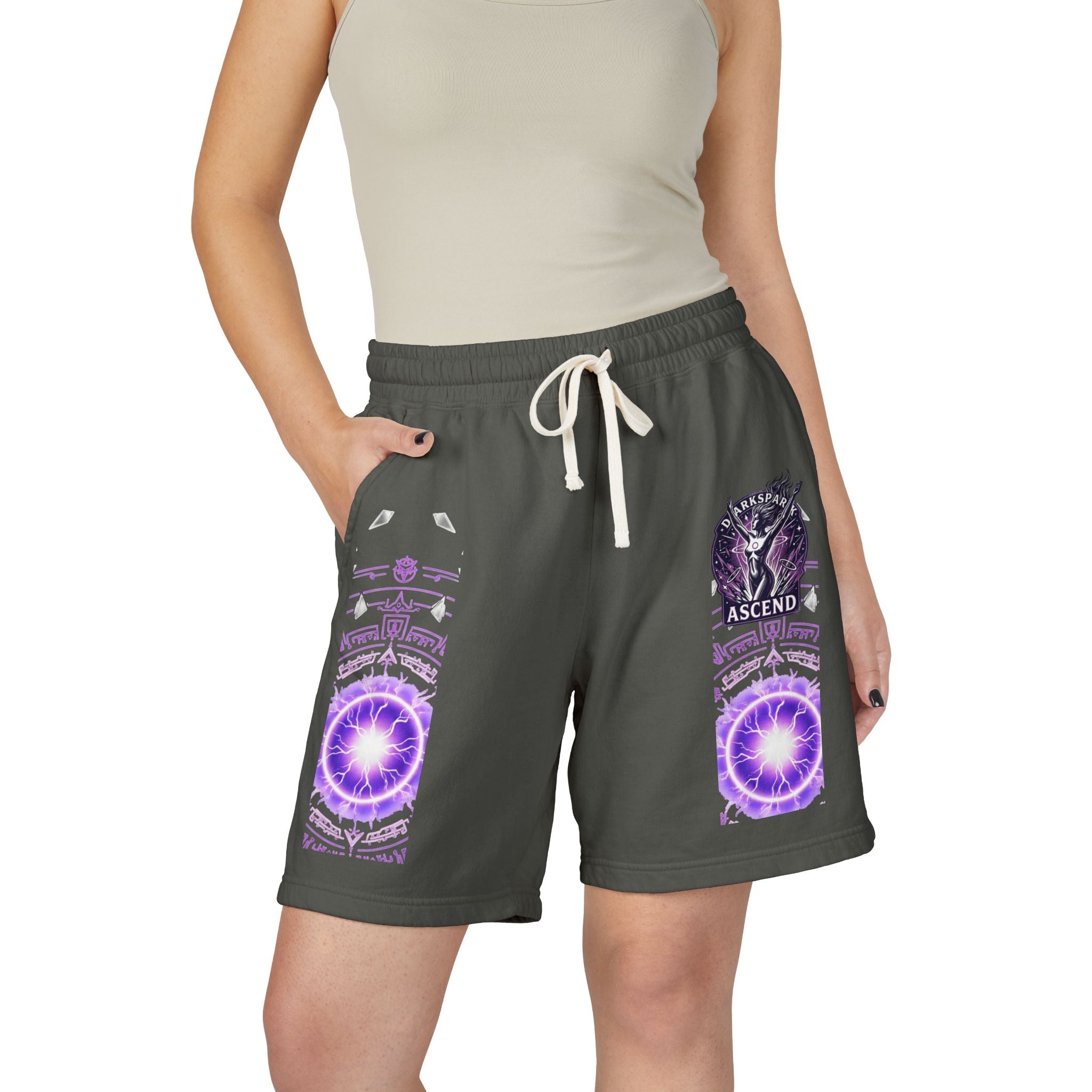 Power Runs Black PRB Ascend Graphic Sweat Shorts — Light Fleece Athletic Lounge Shorts by Printify