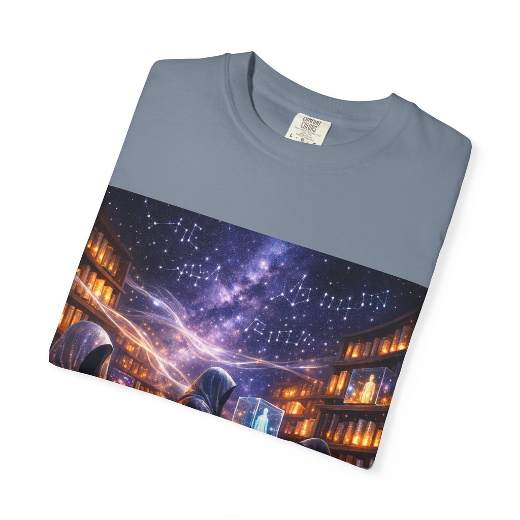 PRB Mystic Library Wizards T-Shirt — Cosmic Sorcerer Art Tee by Power Runs Black