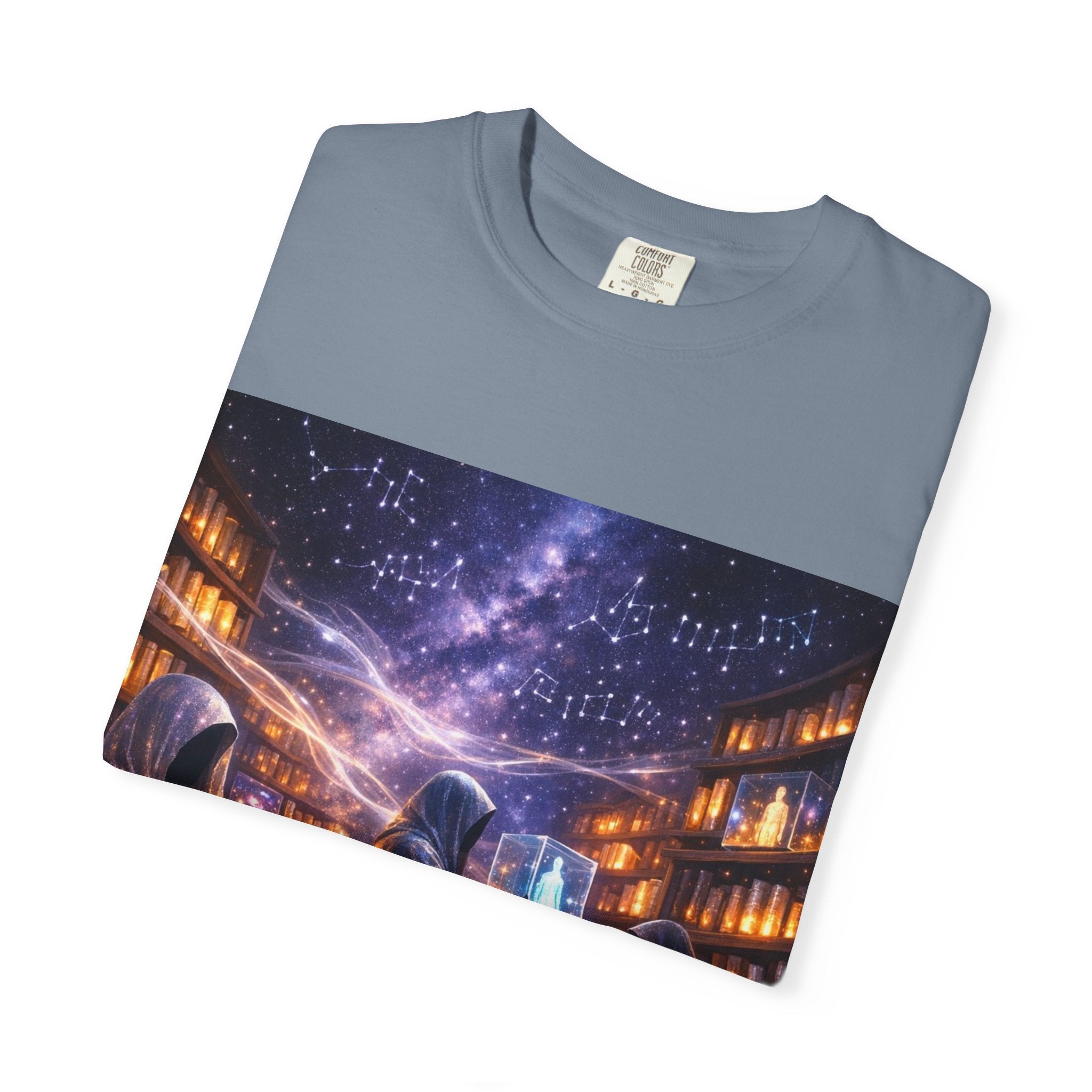 PRB Mystic Library Wizards T-Shirt — Cosmic Sorcerer Art Tee by Power Runs Black