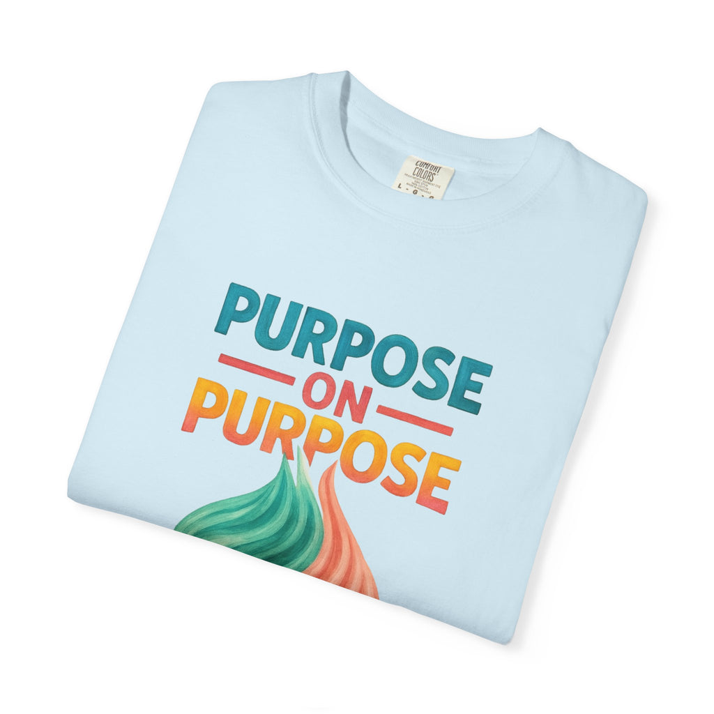 PRB Purpose On Purpose T-Shirt — Inspirational Graphic Tee with Abstract Wave Design by Power Runs Black