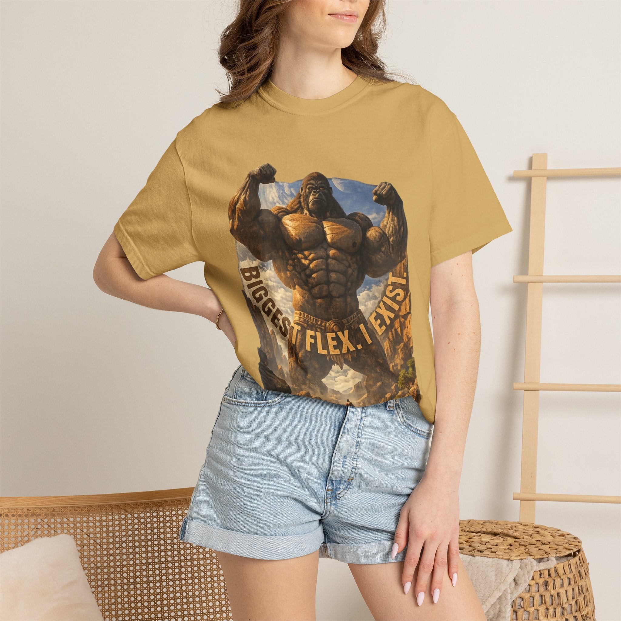 PRB Biggest Flex I Exist T-Shirt — Funny Muscle Gorilla Graphic Tee by Power Runs Black