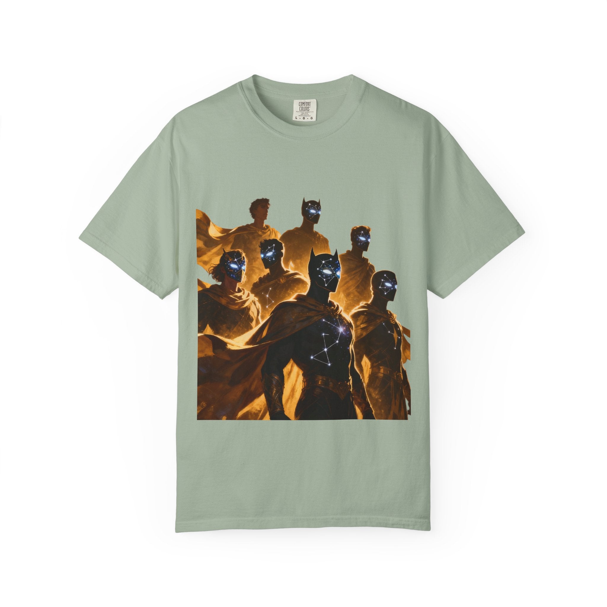 PRB Cosmic Heroes Graphic Tee (Golden Cloaks & Starry Faces) by Printify