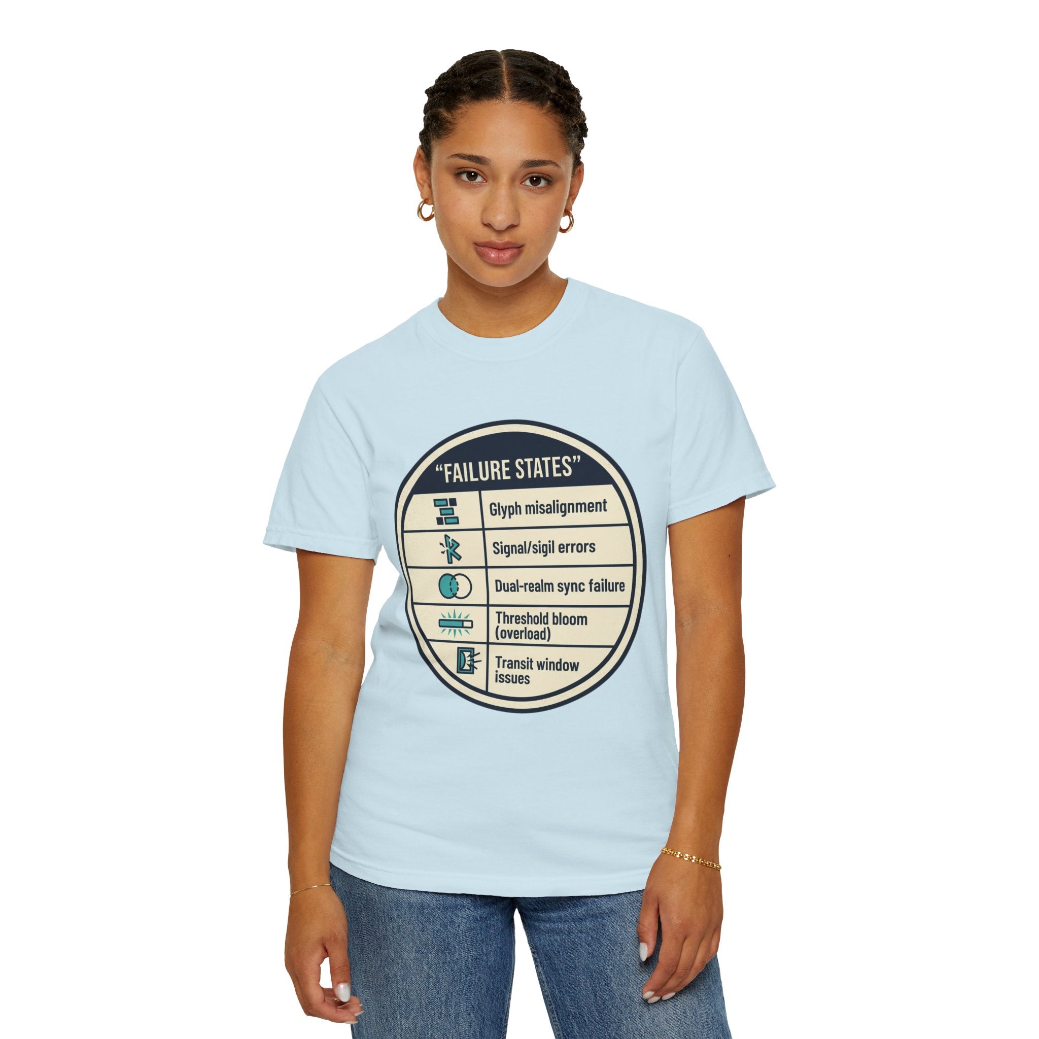 Power Runs Black PRB Failure States T-Shirt — Sci‑Fi Status Badge Graphic Tee by Power Runs Black