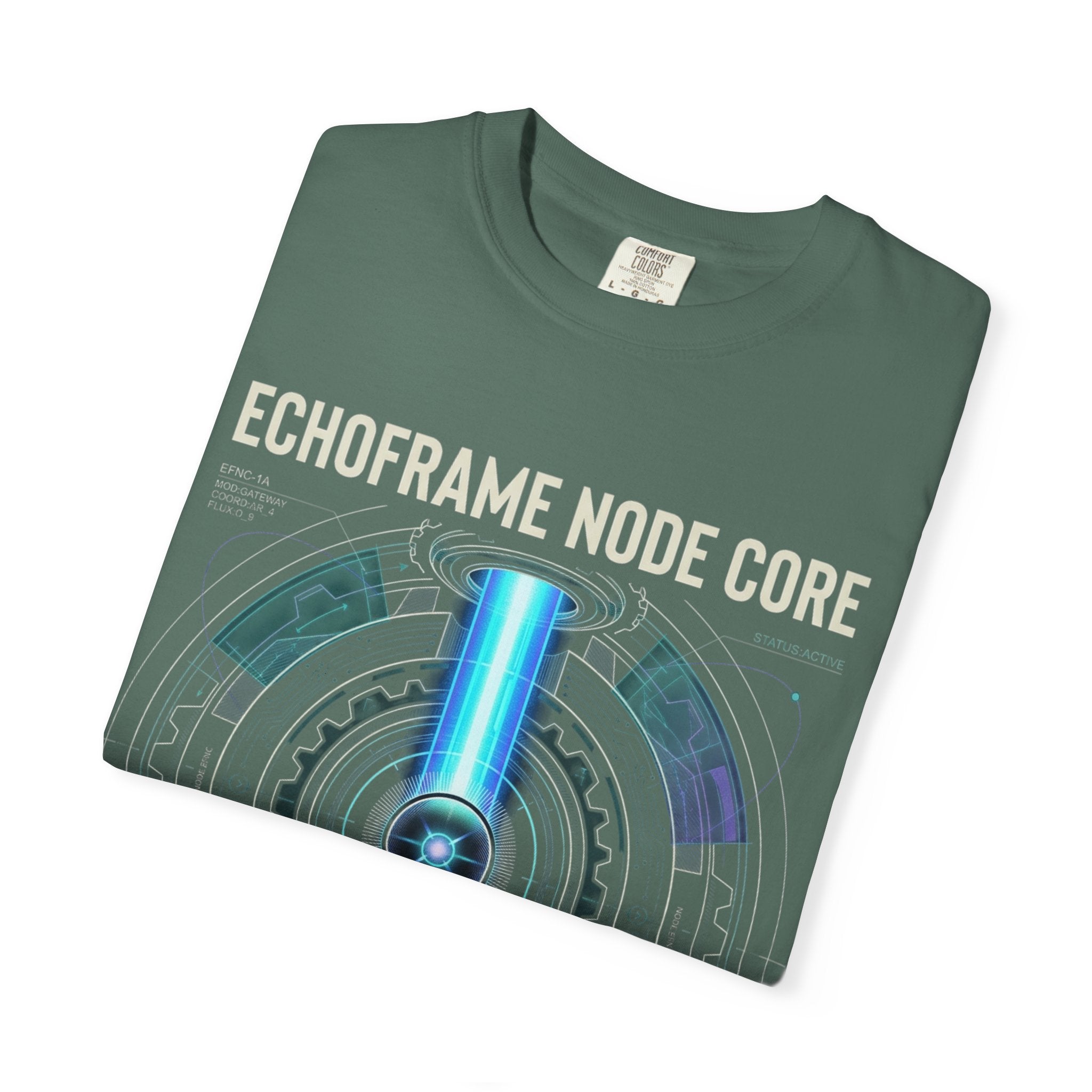 Power Runs Black PRB Echoframe Node Core T-Shirt — Futuristic Tech Graphic Tee by Power Runs Black