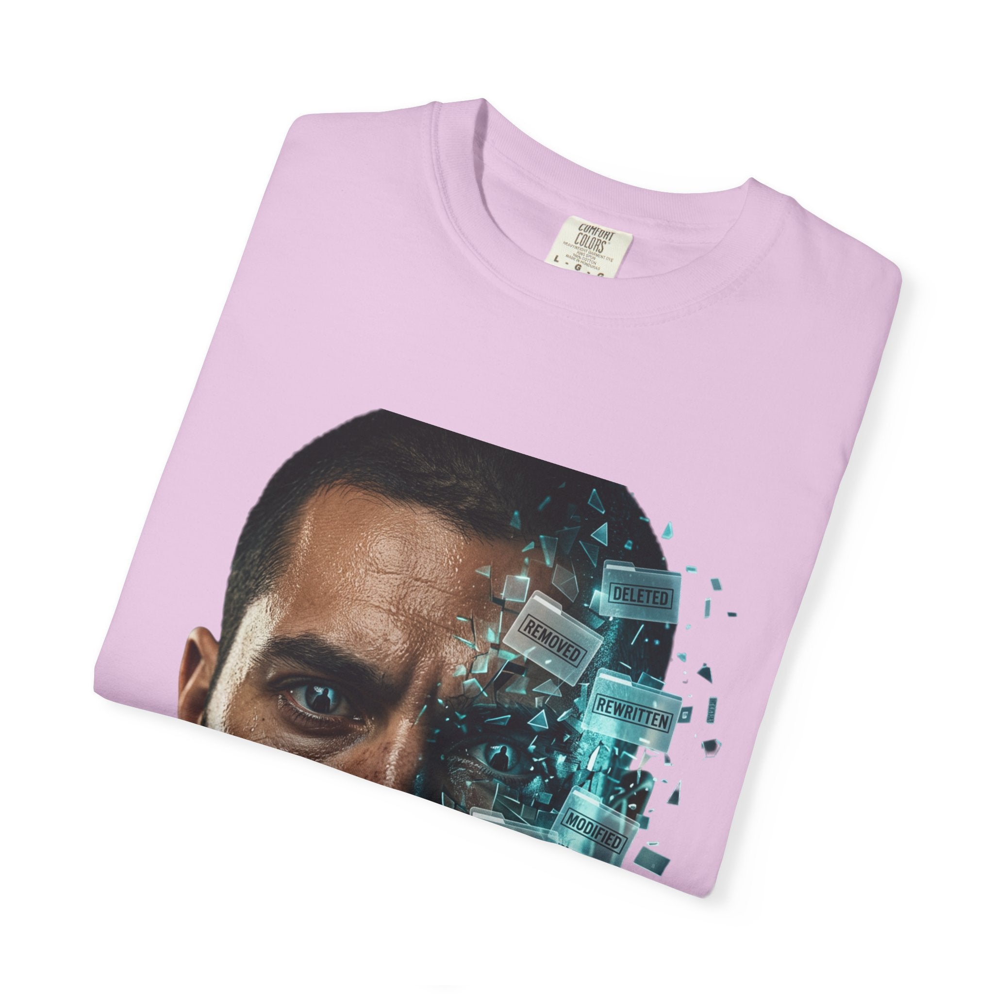 Syndication Loop Cyberpunk Portrait Tee — Tech-Noir Graphic T-Shirt | Power Runs Black by Printify