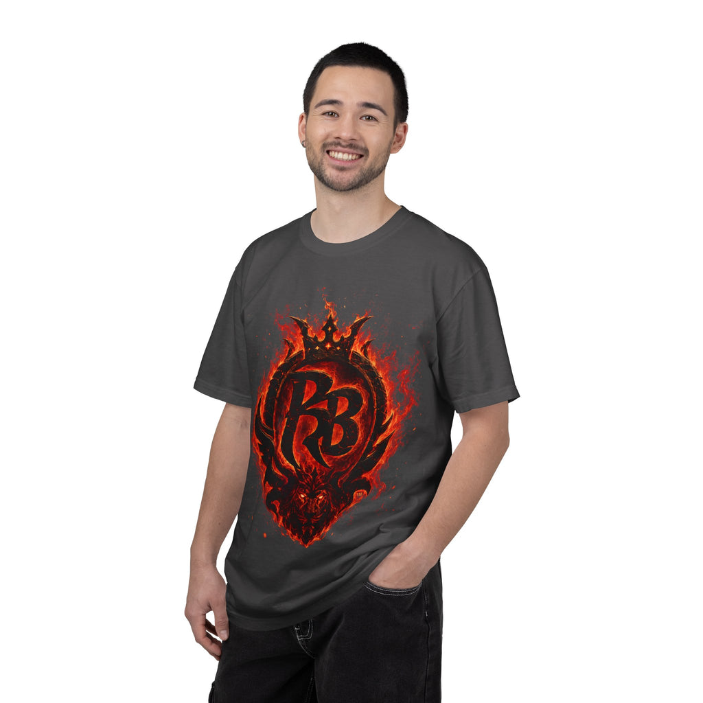 Power Runs Back PRB Flame Logo T-shirt | Fiery Emblem Tee, Grunge Rock Chic by Power Runs Black