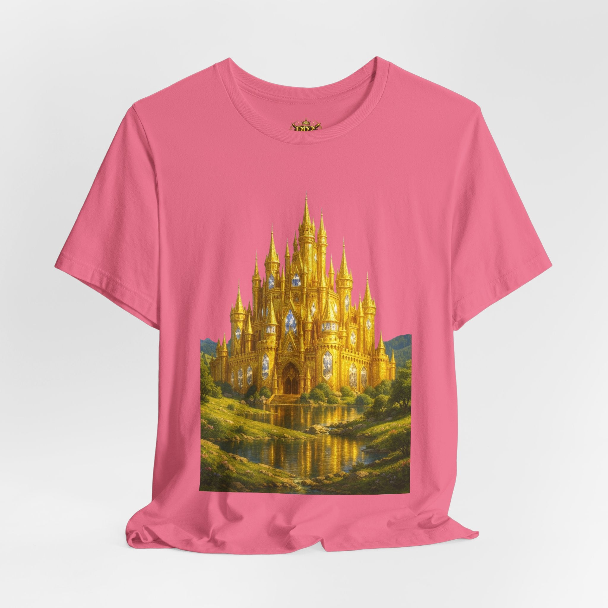 PRB Golden Fantasy Castle Tee | Magical Kingdom Illustration, Fairytale Scene by Power Runs Black