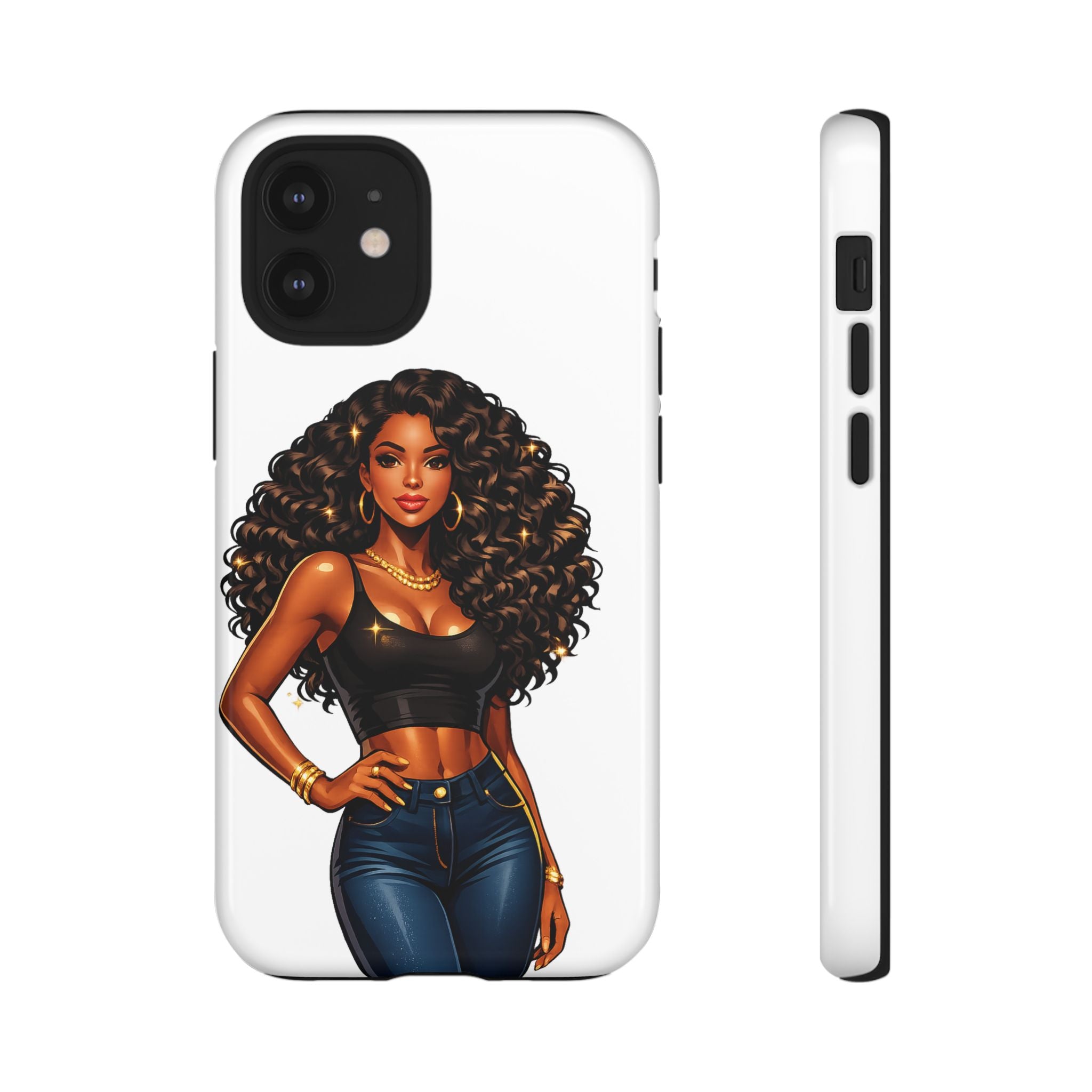 Pretty Rich Bitch by PRB Curly Hair Phone Case by Power Runs Black