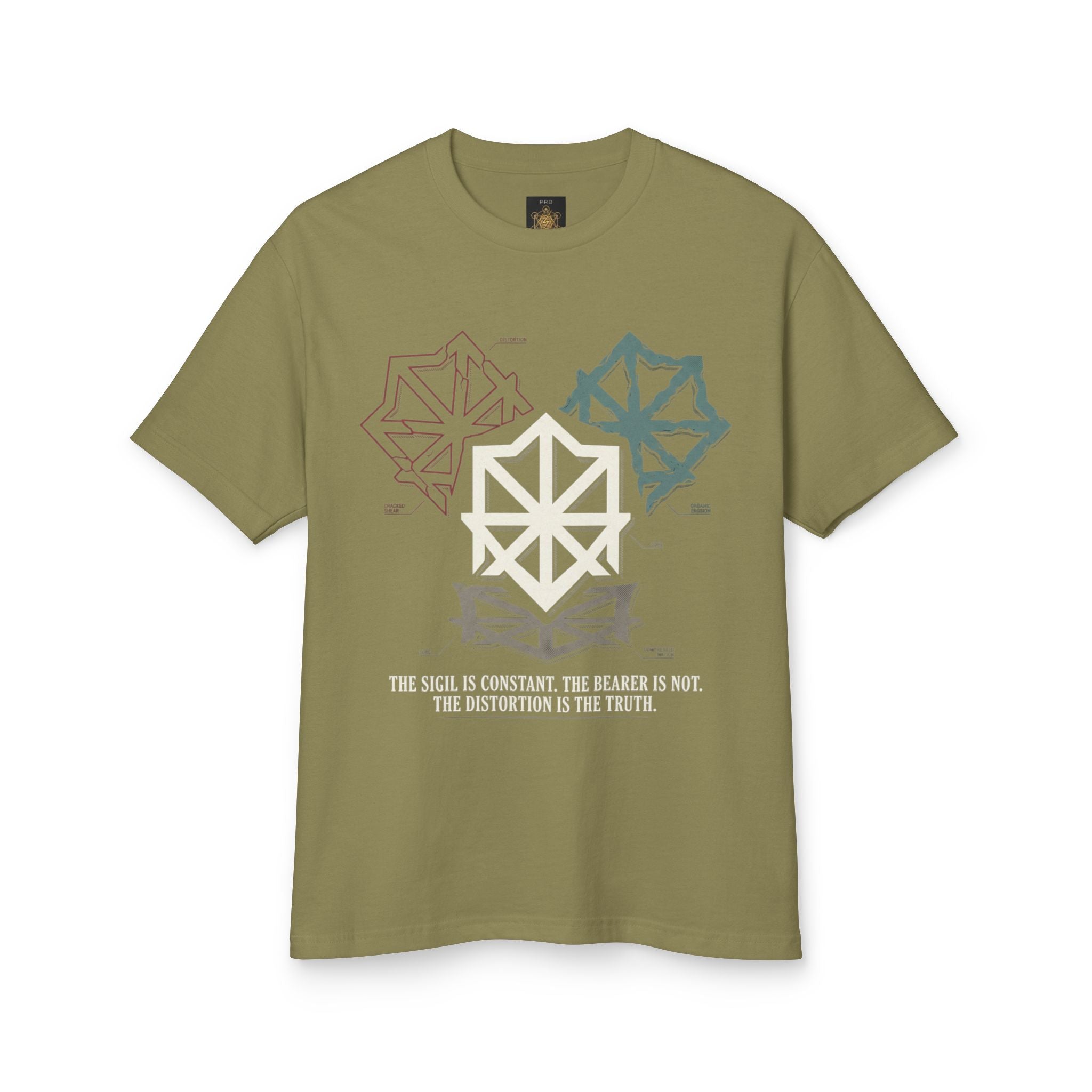 Power Runs Black PRB Abstract Geometric Logo Tee — Vintage Garment-Dyed Graphic T-Shirt by Power Runs Black