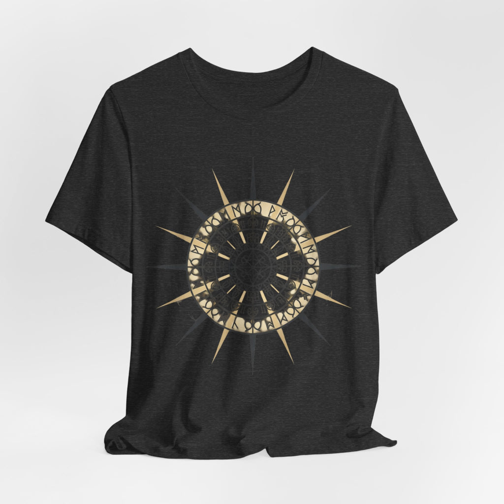 PRB Compass Rose Mandala Tee — Nautical Compass Graphic Shirt by Power Runs Black
