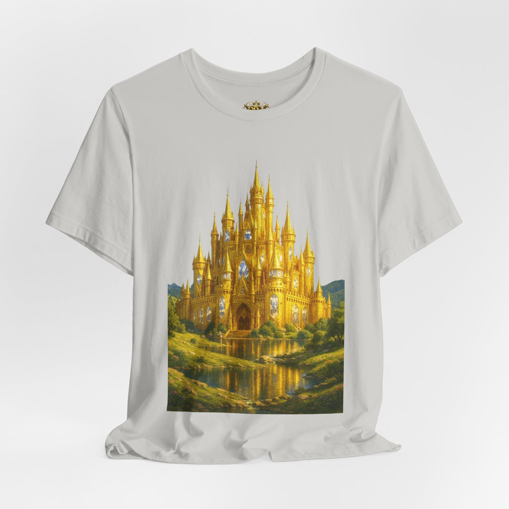 PRB Golden Fantasy Castle Tee | Magical Kingdom Illustration, Fairytale Scene by Printify