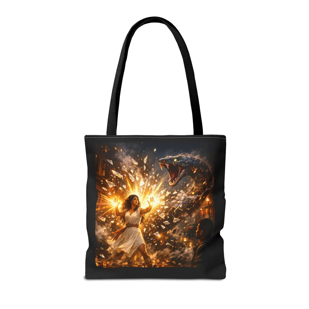 PRB Raging Serpent Burst tote bag | Fantasy serpent explosion art by Printify