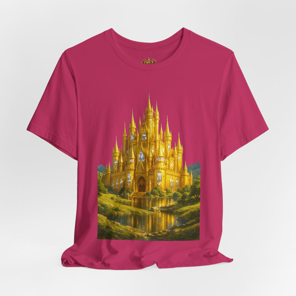 PRB Golden Fantasy Castle Tee | Magical Kingdom Illustration, Fairytale Scene by Power Runs Black