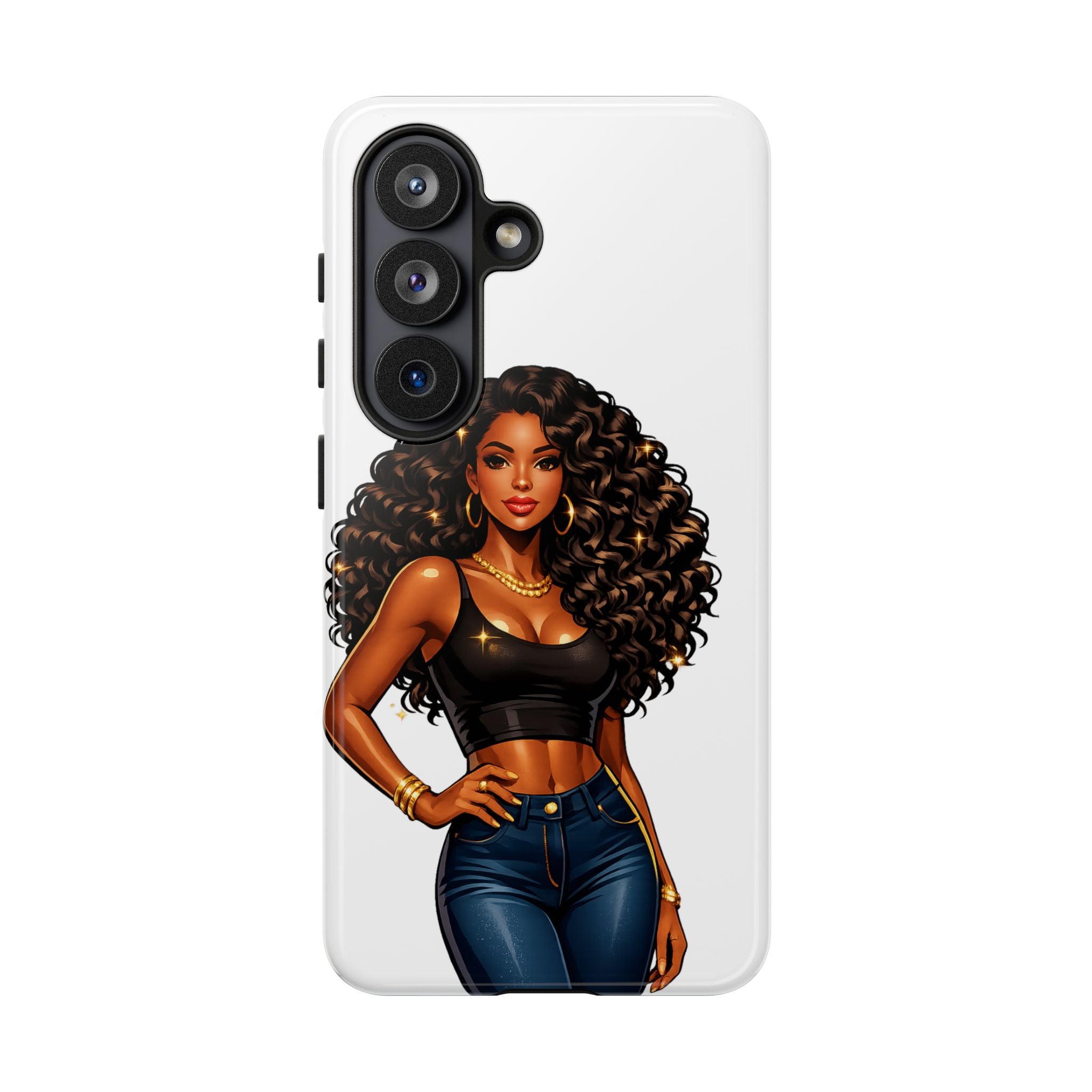 Pretty Rich Bitch by PRB Curly Hair Phone Case by Power Runs Black