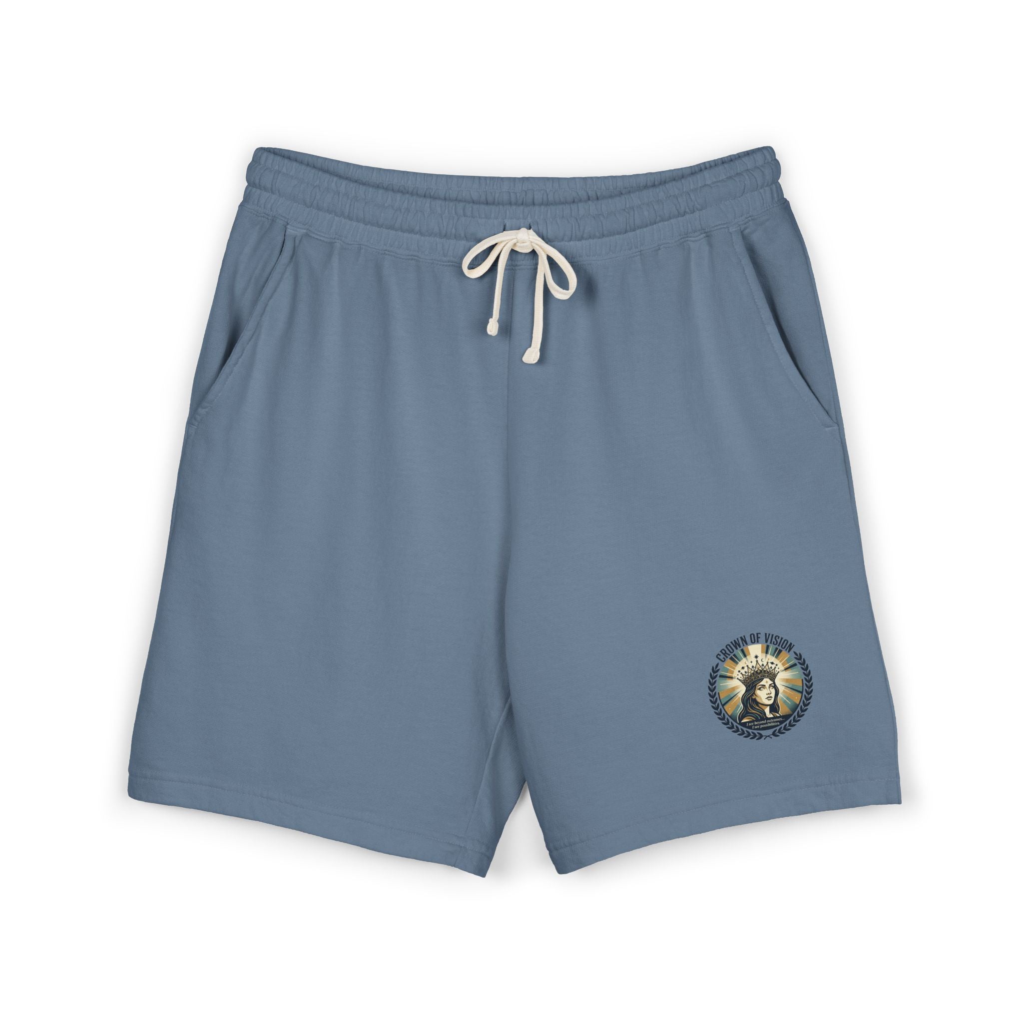 Power Runs Black Astra Star Graphic Sweat Shorts — Lightweight Fleece Lounge Shorts by Power Runs Black