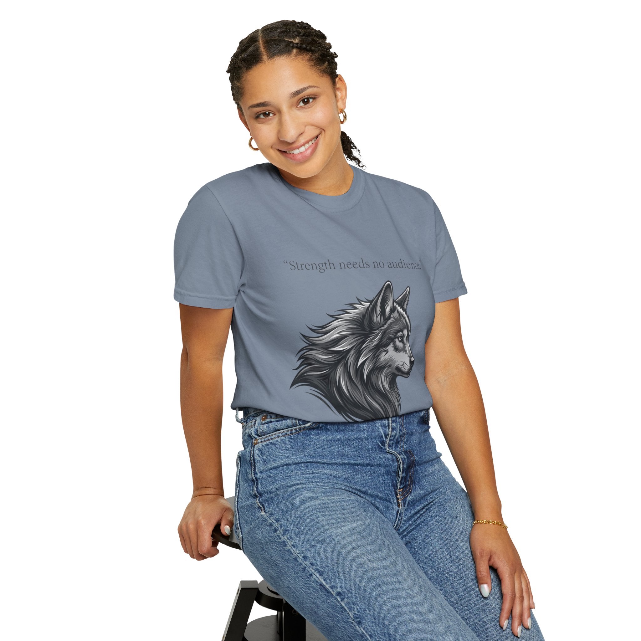 PRB Wolf Head T-Shirt — "Strength needs no audience" Inspirational Graphic Tee by Printify
