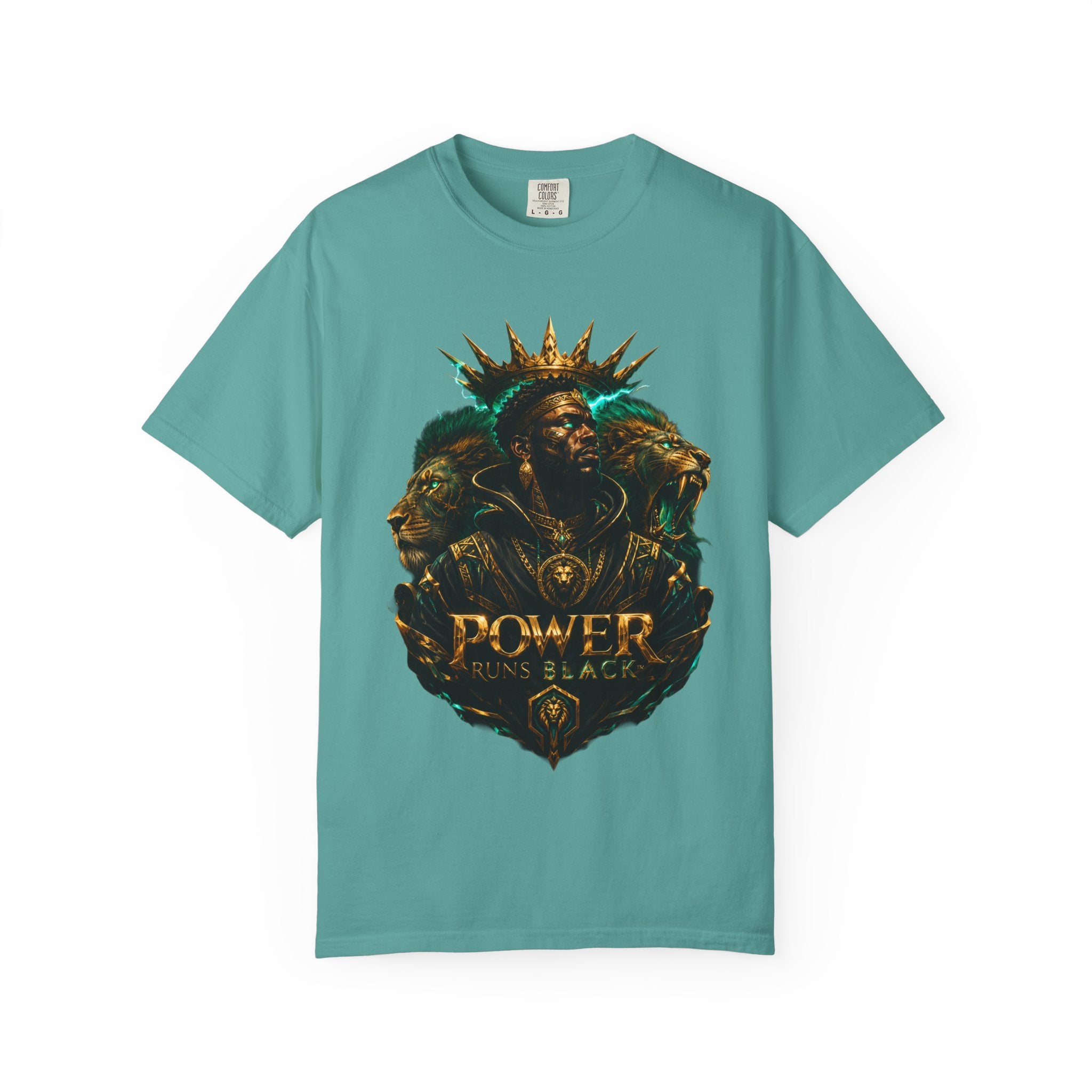 Power Runs Black PRB Green Angel Graphics Tee by Power Runs Black