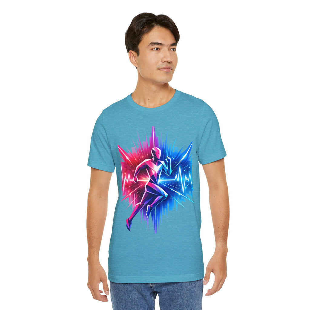 Power Runs Black PRB Running Pulse Graphic Tee — Neon Runner Heartbeat Sports T‑Shirt by Power Runs Black