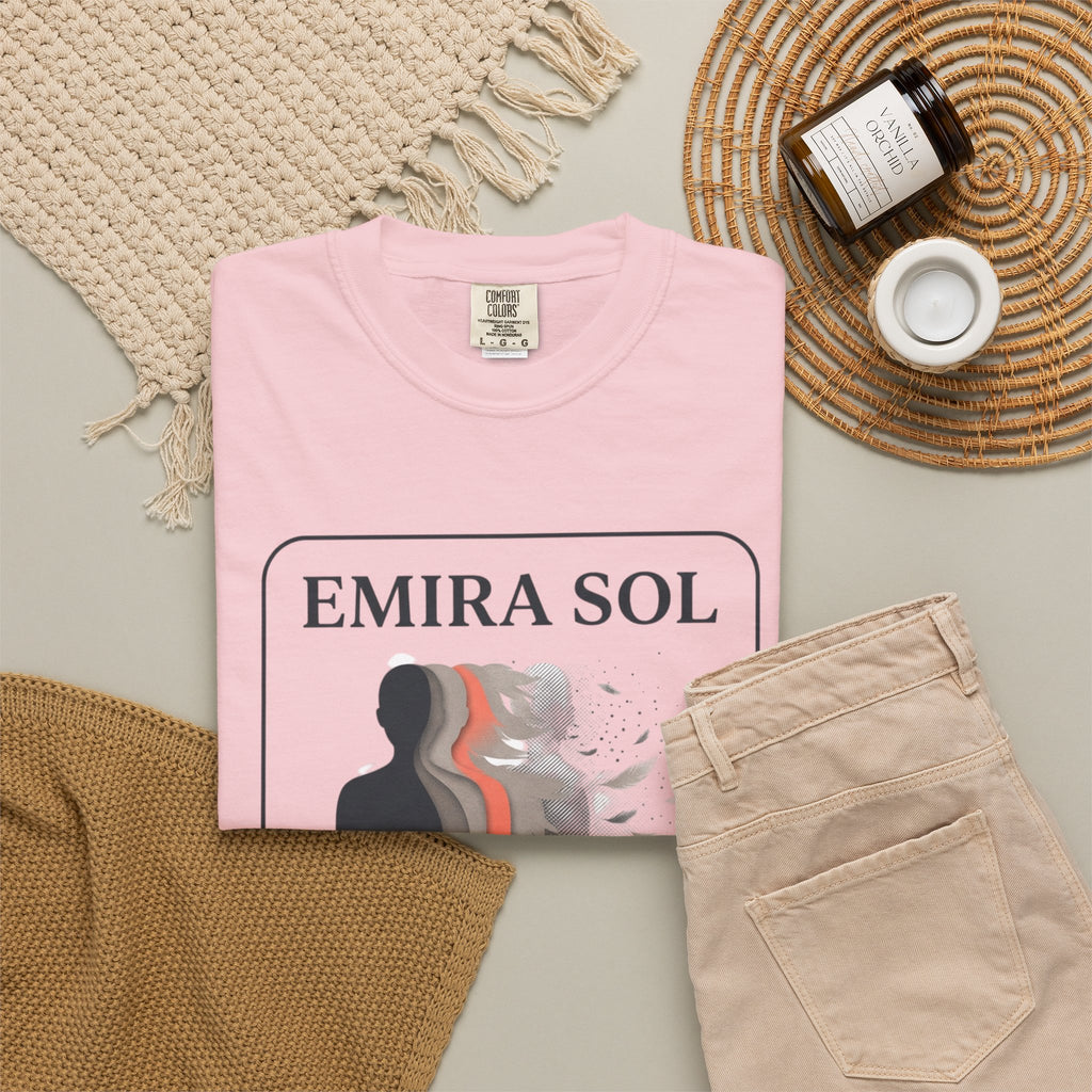 Power Runs Black PRB Emira Sol Graphic T-Shirt — Silhouette Art "Release Shadows" Tee by Printify