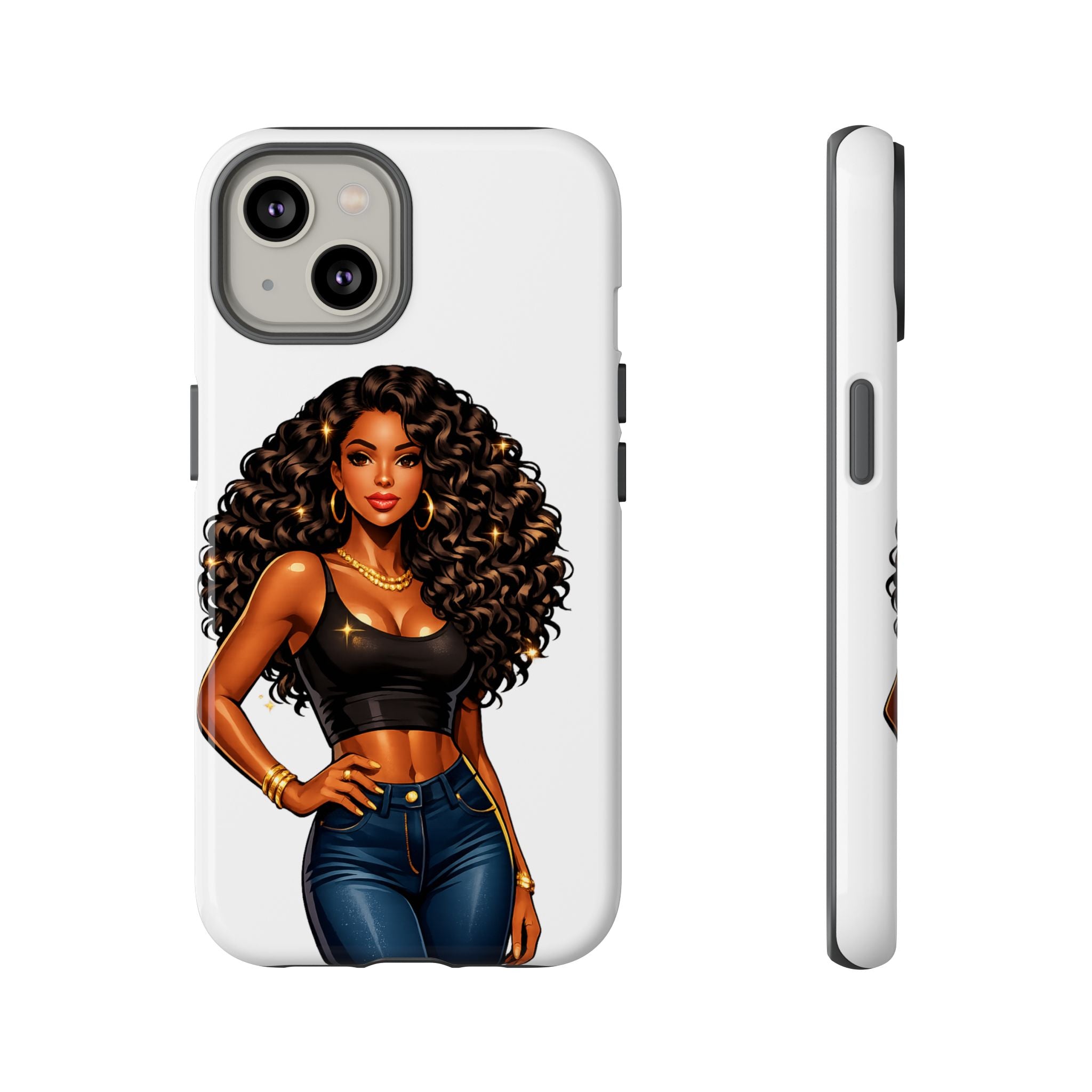 Pretty Rich Bitch by PRB Curly Hair Phone Case by Power Runs Black