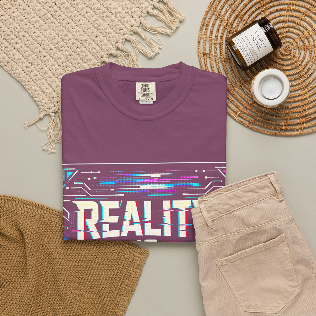 Power Runs Black PRB Glitchy Pastel "Reality Is Desyncing" T-Shirt by Printify