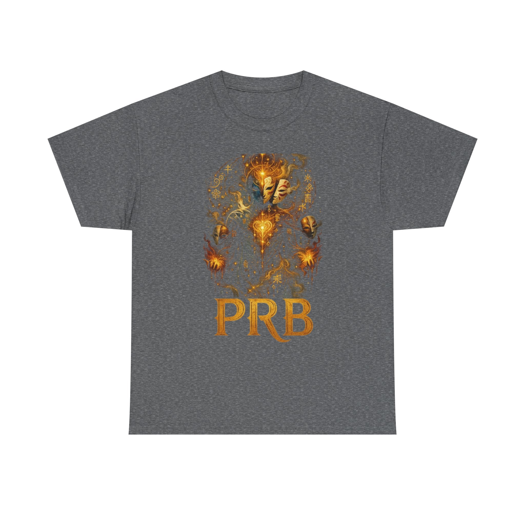 PRB Golden Mystic Mask Graphic Tee — Vintage Nature Illustration T-Shirt by Power Runs Black