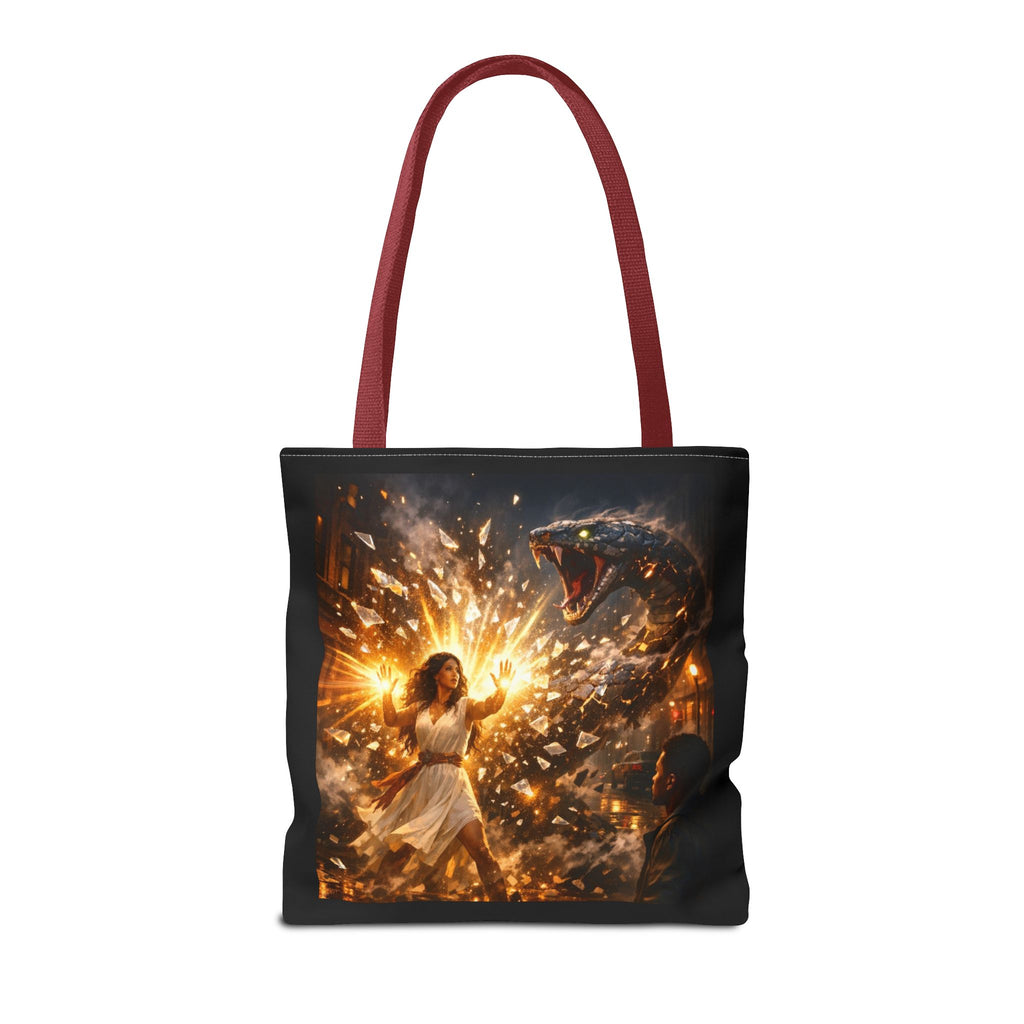 PRB Raging Serpent Burst tote bag | Fantasy serpent explosion art by Printify