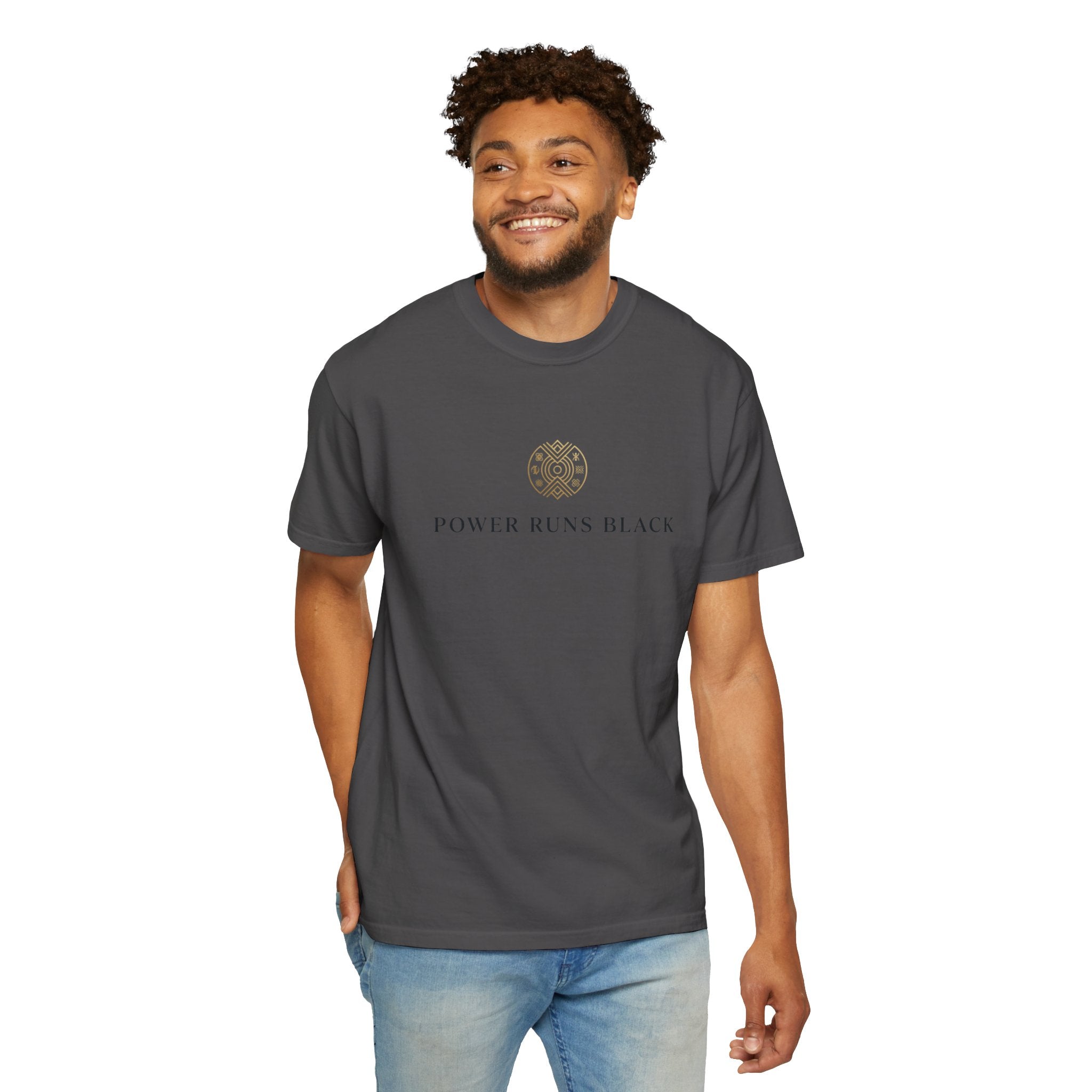 Power Runs Black PRB Graphic T-Shirt — Minimal Emblem Tee by Power Runs Black