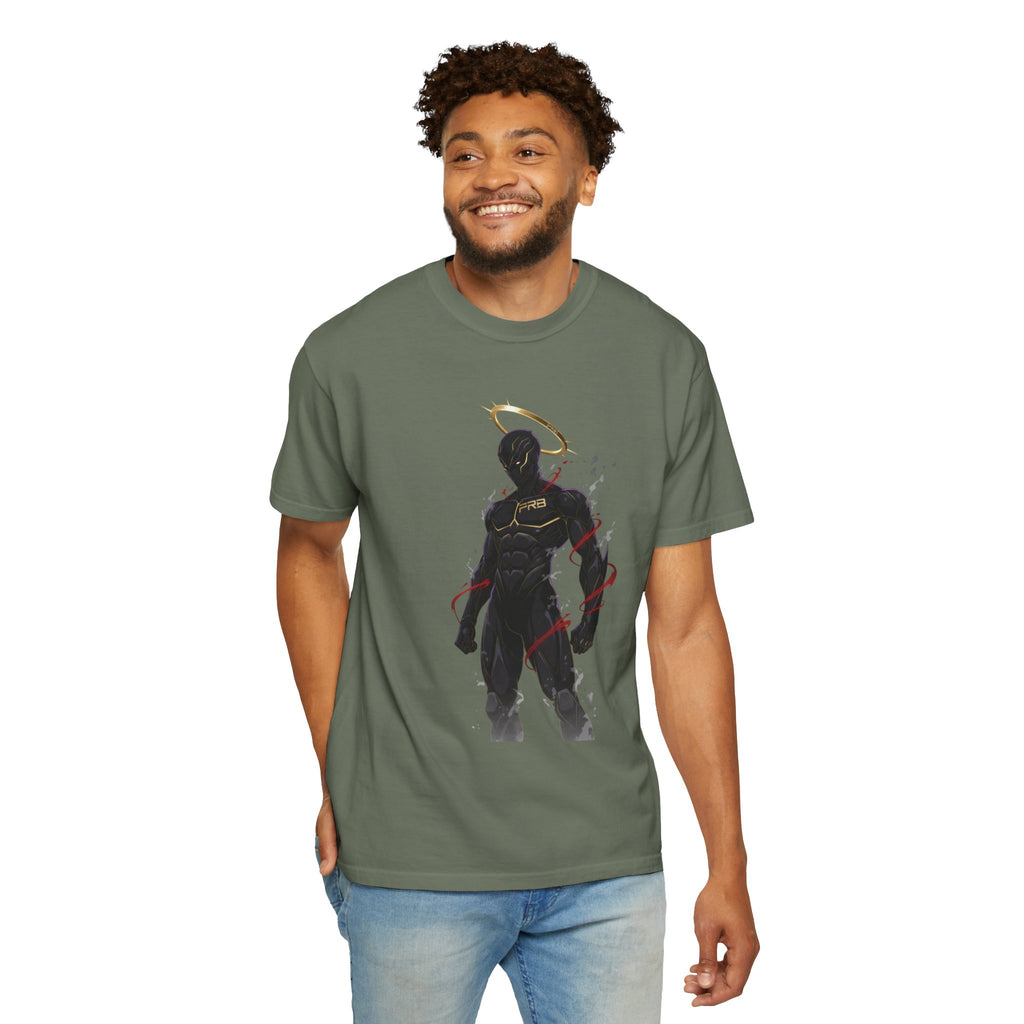 PRB Shadow Hero Graphic T-Shirt — Haloed Vigilante Illustration by Printify