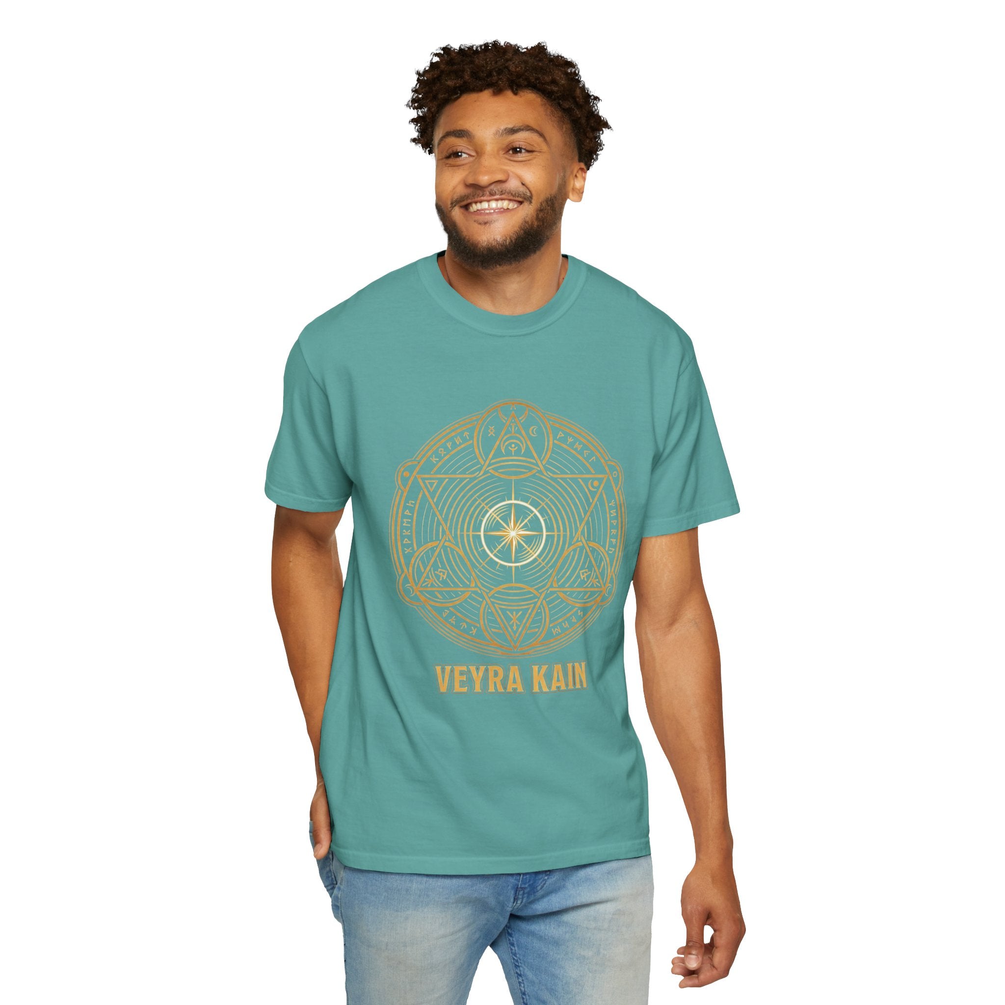 Power Runs Black PRB — Veyra Kain Geometric Sigil Tee with “Too Much Becomes Ruin” Graphic T-Shirt by Printify