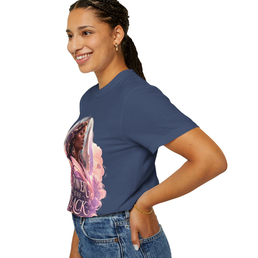 Power Runs Black graphic tee | Black woman portrait, Afro empowerment shirt by Power Runs Black