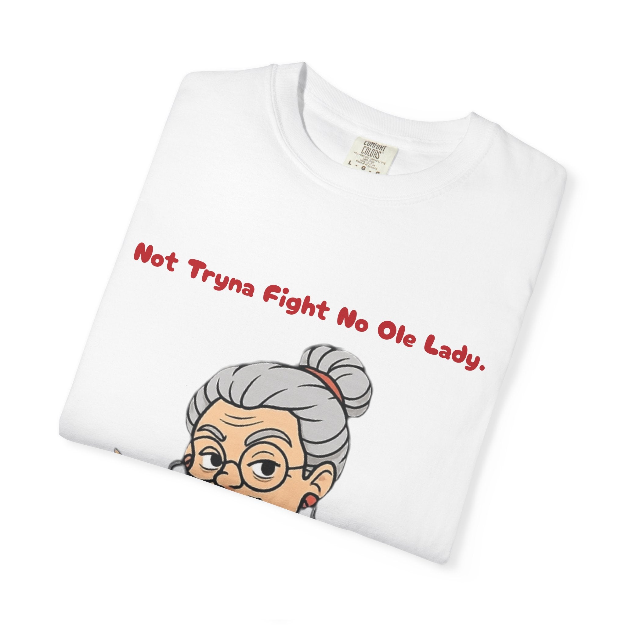 PRB Not Tryna Fight No Ole Lady T-shirt | Funny Grandma Graphic Tee by Power Runs Black