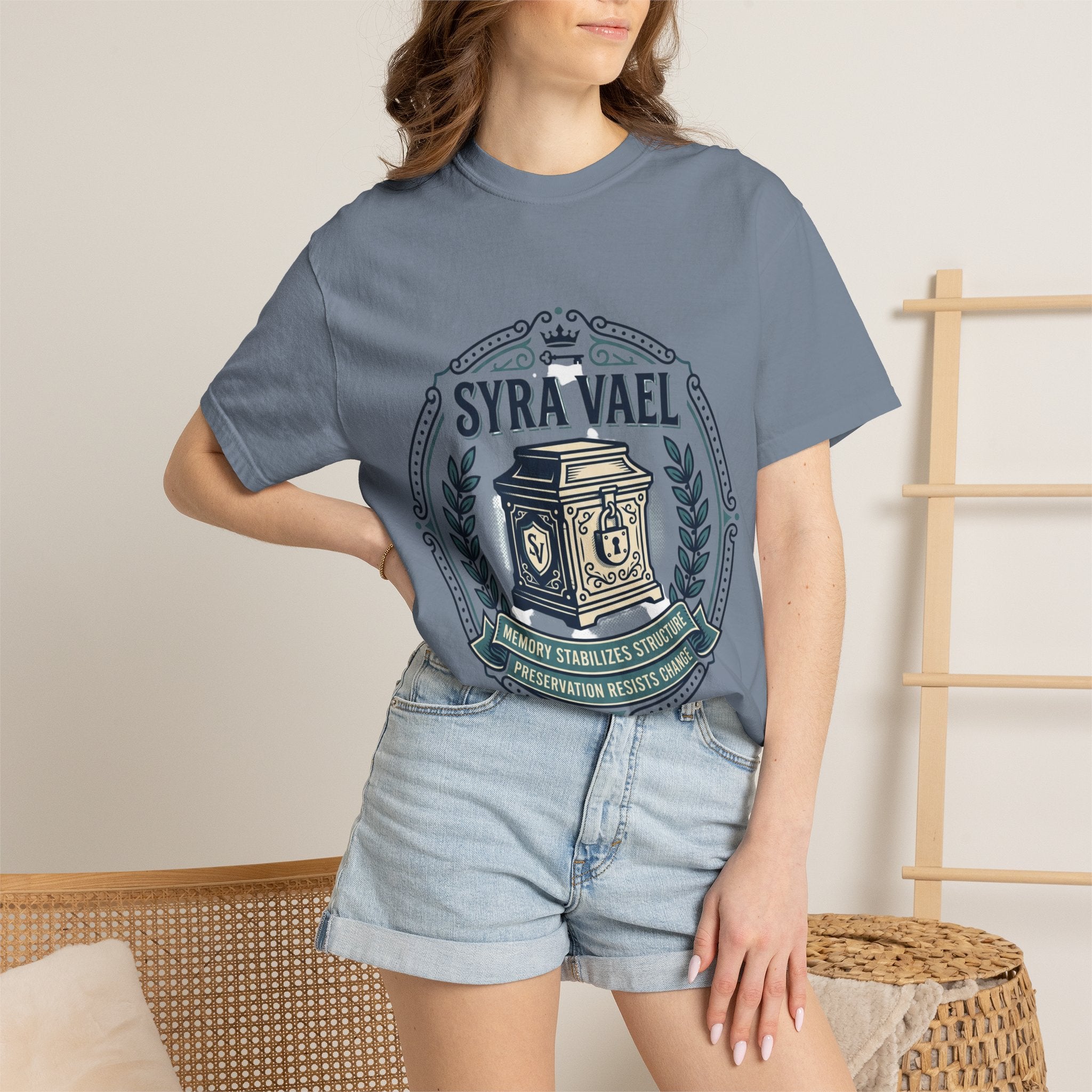 Power Runs Black PRB — Syra Vael Vintage Crest Tee by Power Runs Black