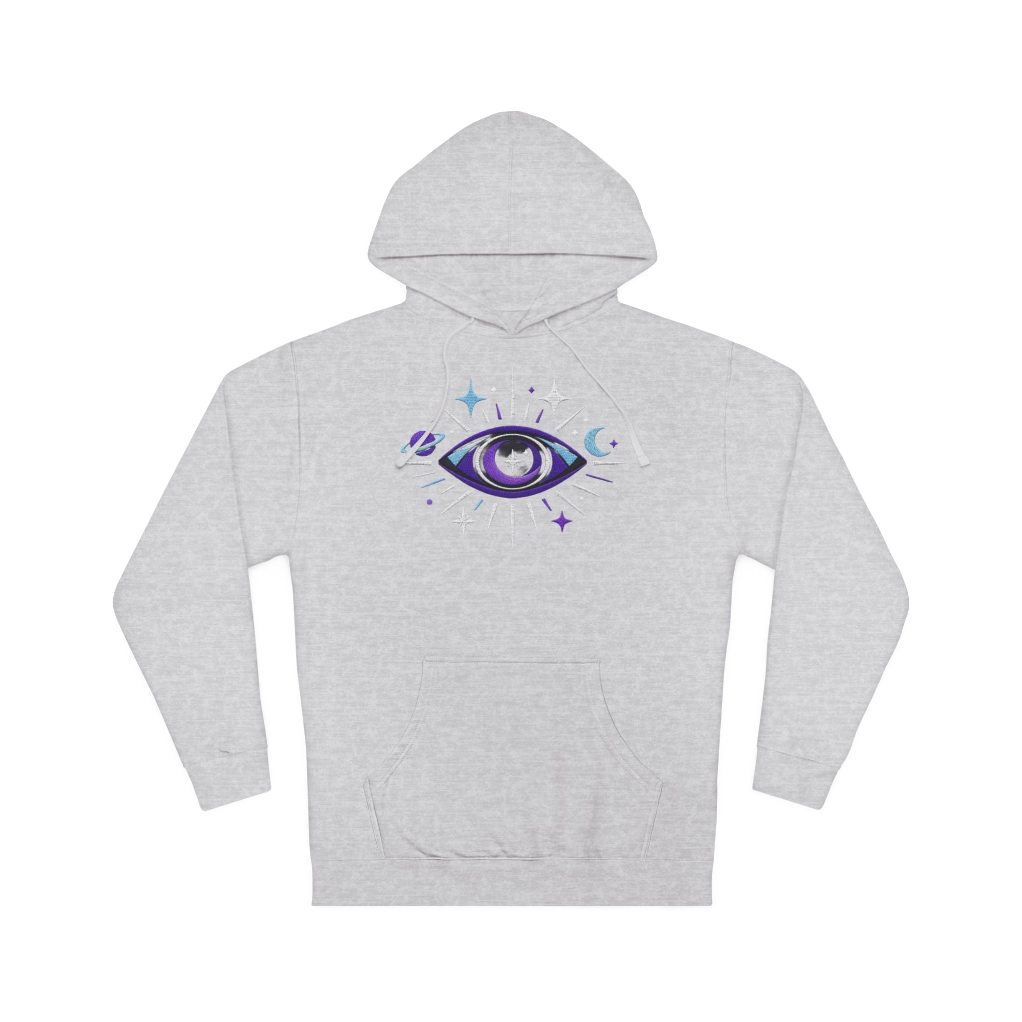 PRB Mystic Purple All-Seeing Eye Hoodie | Celestial Stars Moon by Power Runs Black