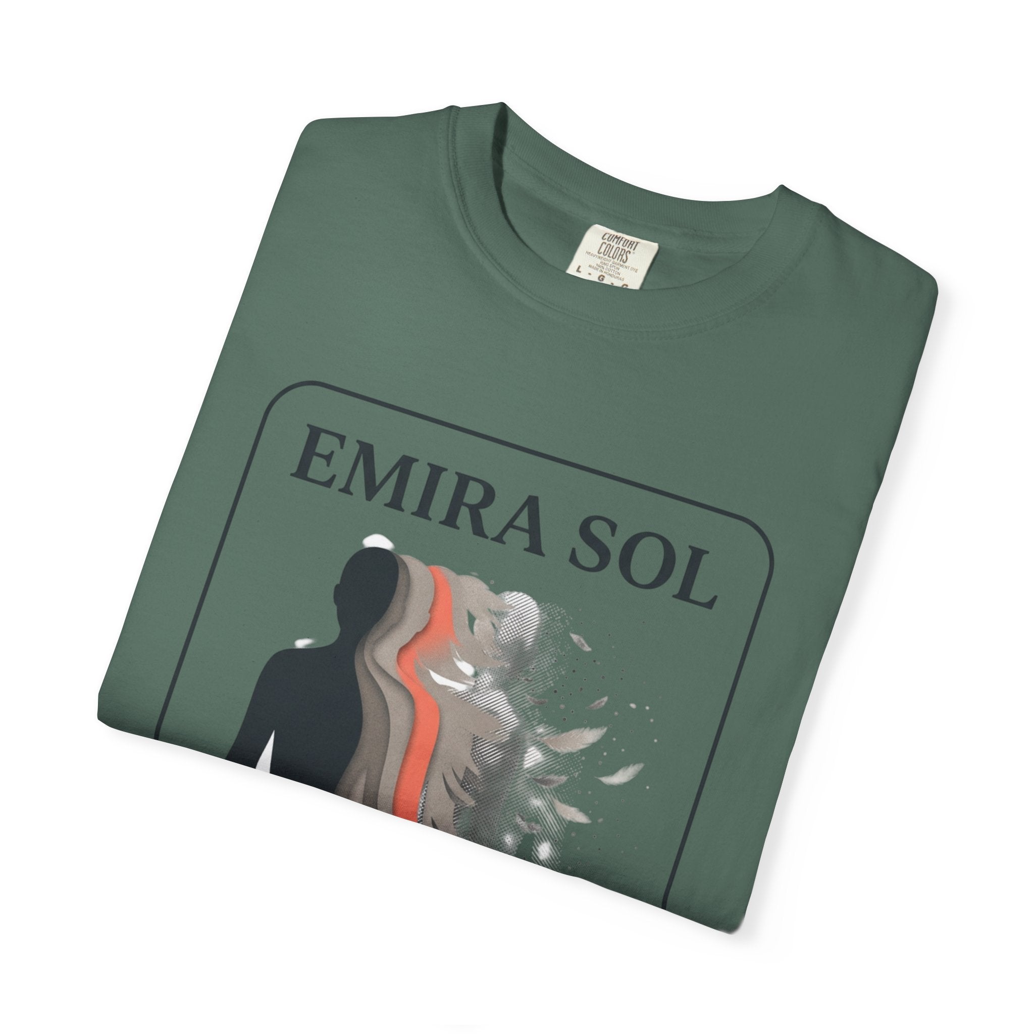 Power Runs Black PRB Emira Sol Graphic T-Shirt — Silhouette Art "Release Shadows" Tee by Printify