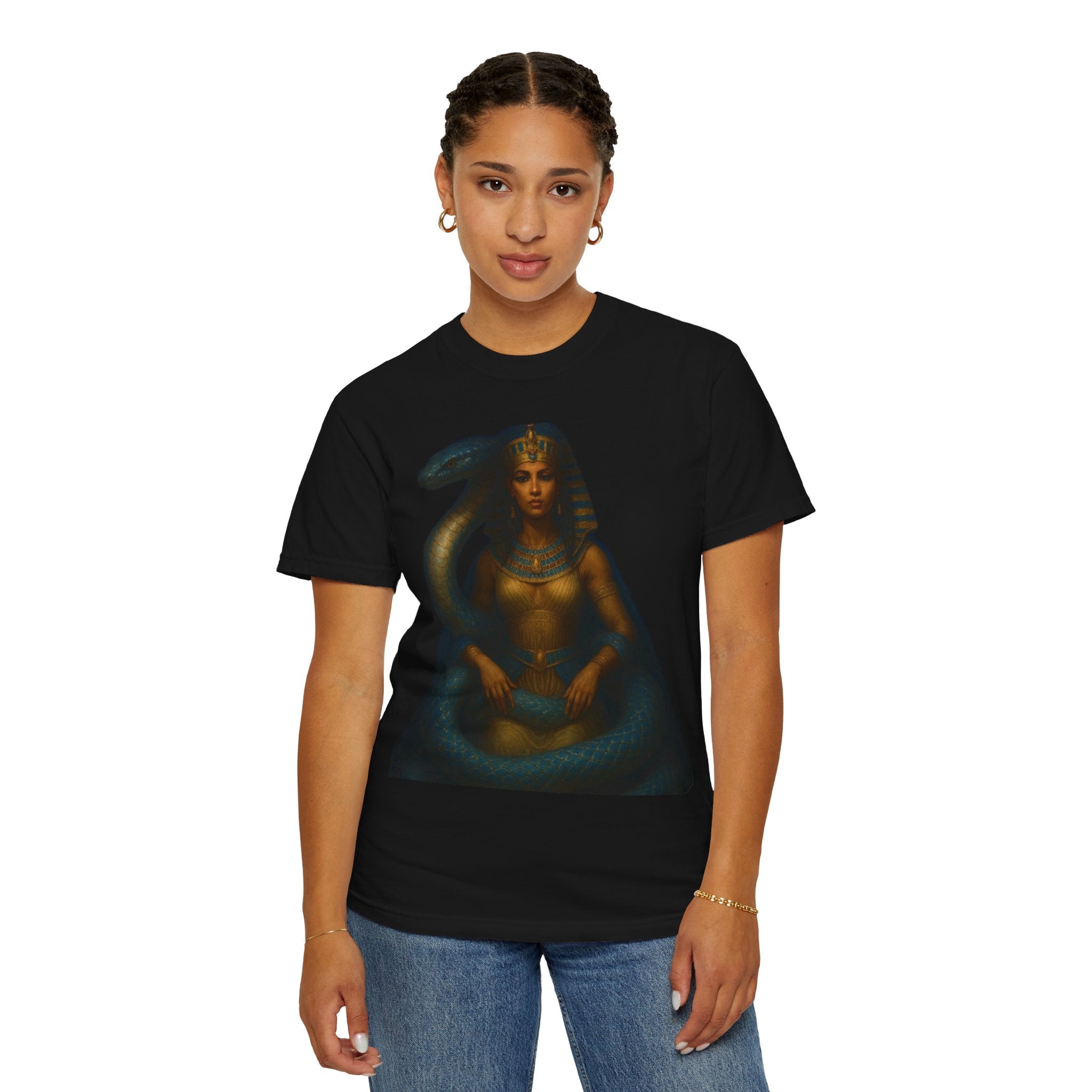 PRB Egyptian Goddess with Snake T-Shirt | Pharaoh Serpent Art Tee by Power Runs Black