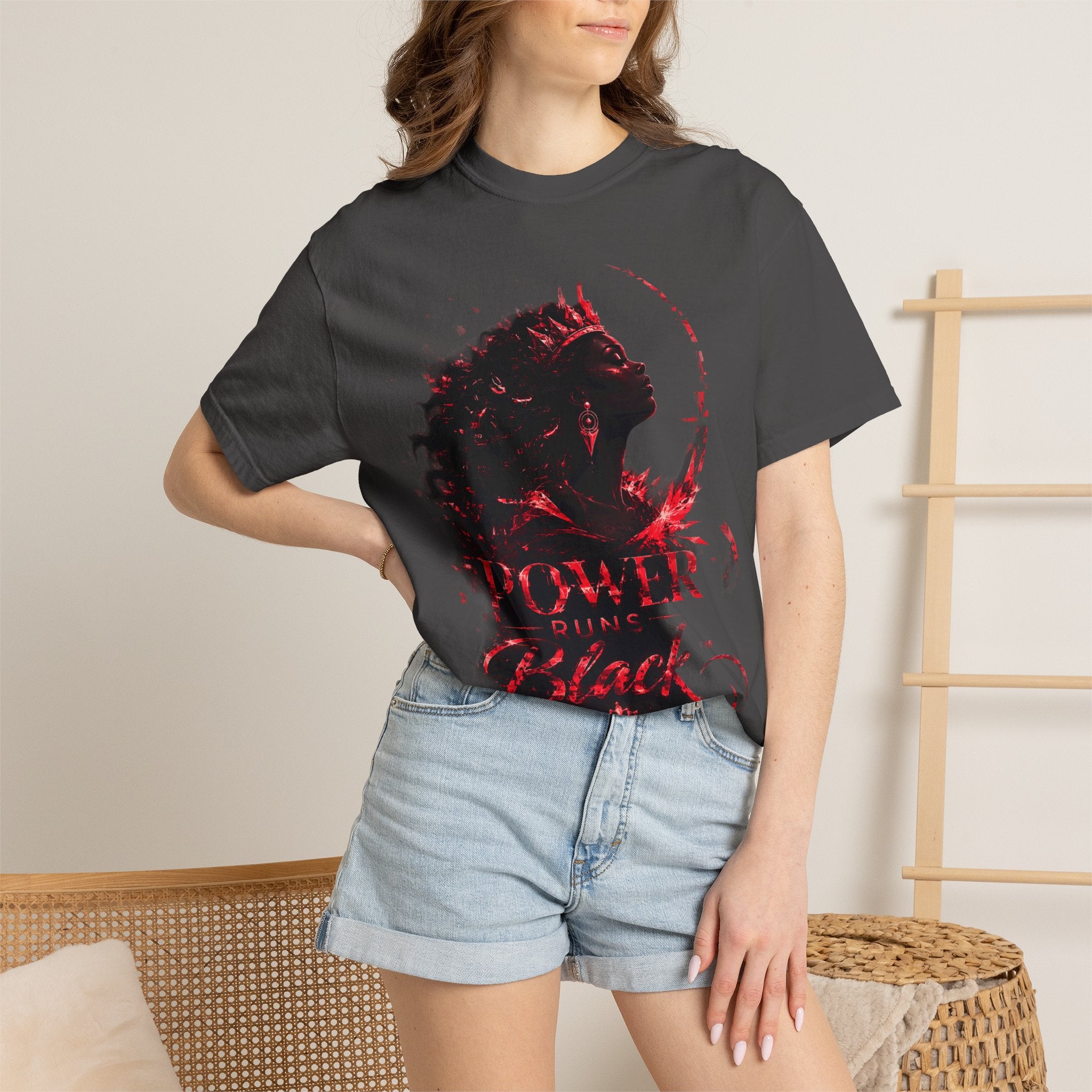 Power Runs Black Crown T-Shirt | Gothic Silhouette Artwork by Power Runs Black