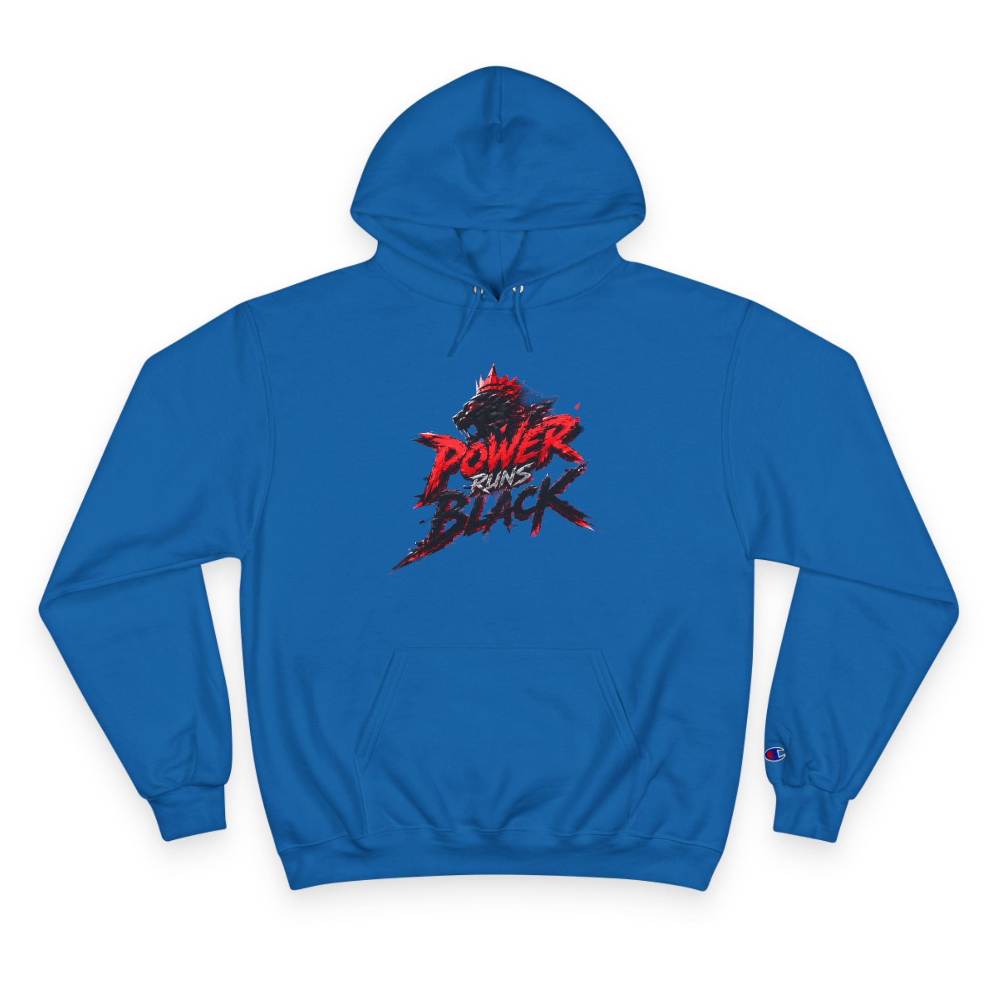 Power Runs Black logo hoodie | Flame crest design by Power Runs Black