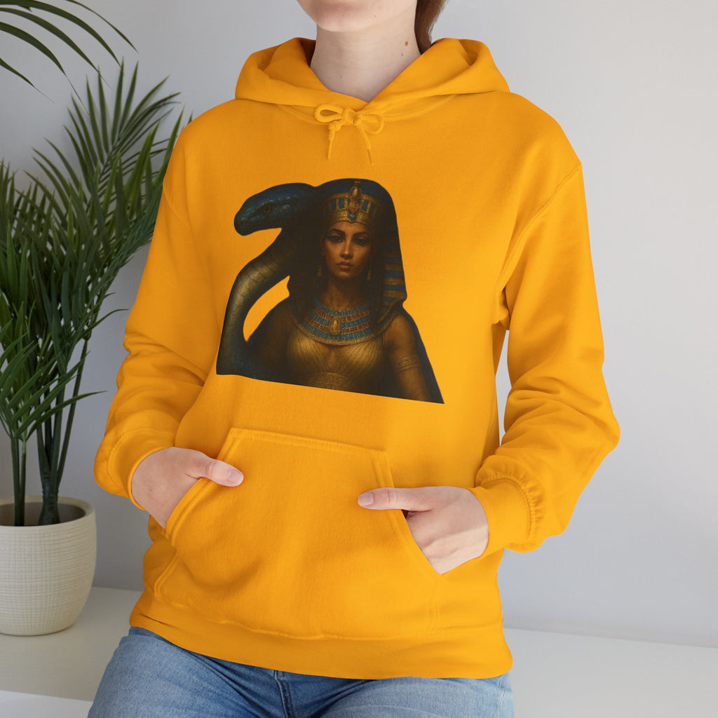 PRB Egyptian Goddess Portrait Hoodie | Serpent Headdress, Ancient Queen Art by Power Runs Black