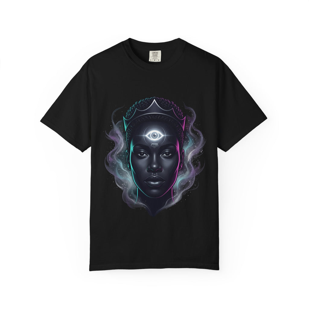 Printify PRB Third Eye Omni‑Vision Ascendant 4K Cosmic Portrait T-shirt | Mystic Black Face Artwork - T-Shirt