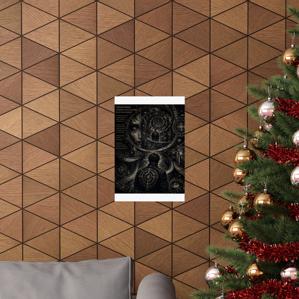 Power Runs Black Dark Surreal Poster — Spiral Dreamscape Matte Vertical Art Print by Power Runs Black