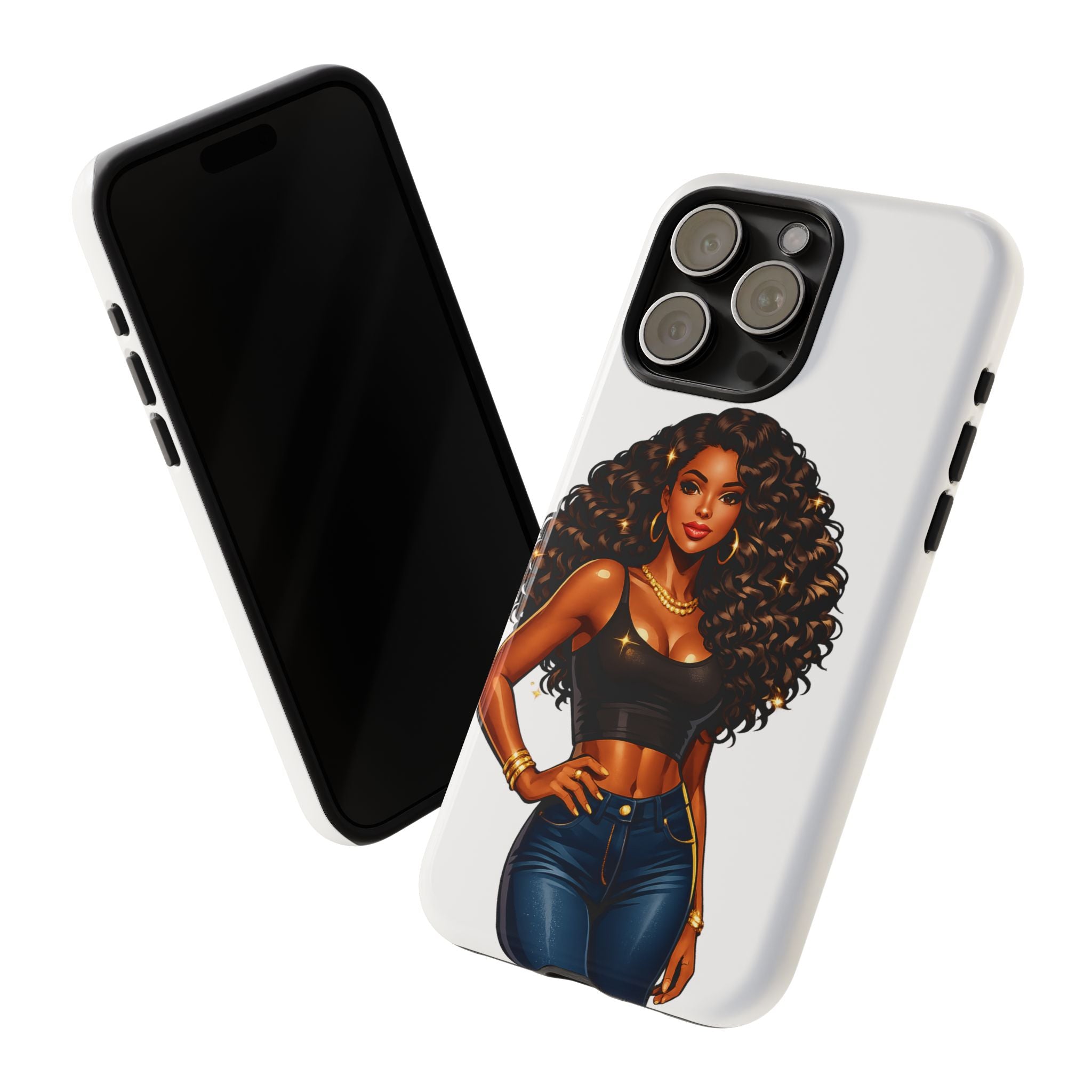 Pretty Rich Bitch by PRB Curly Hair Phone Case by Power Runs Black