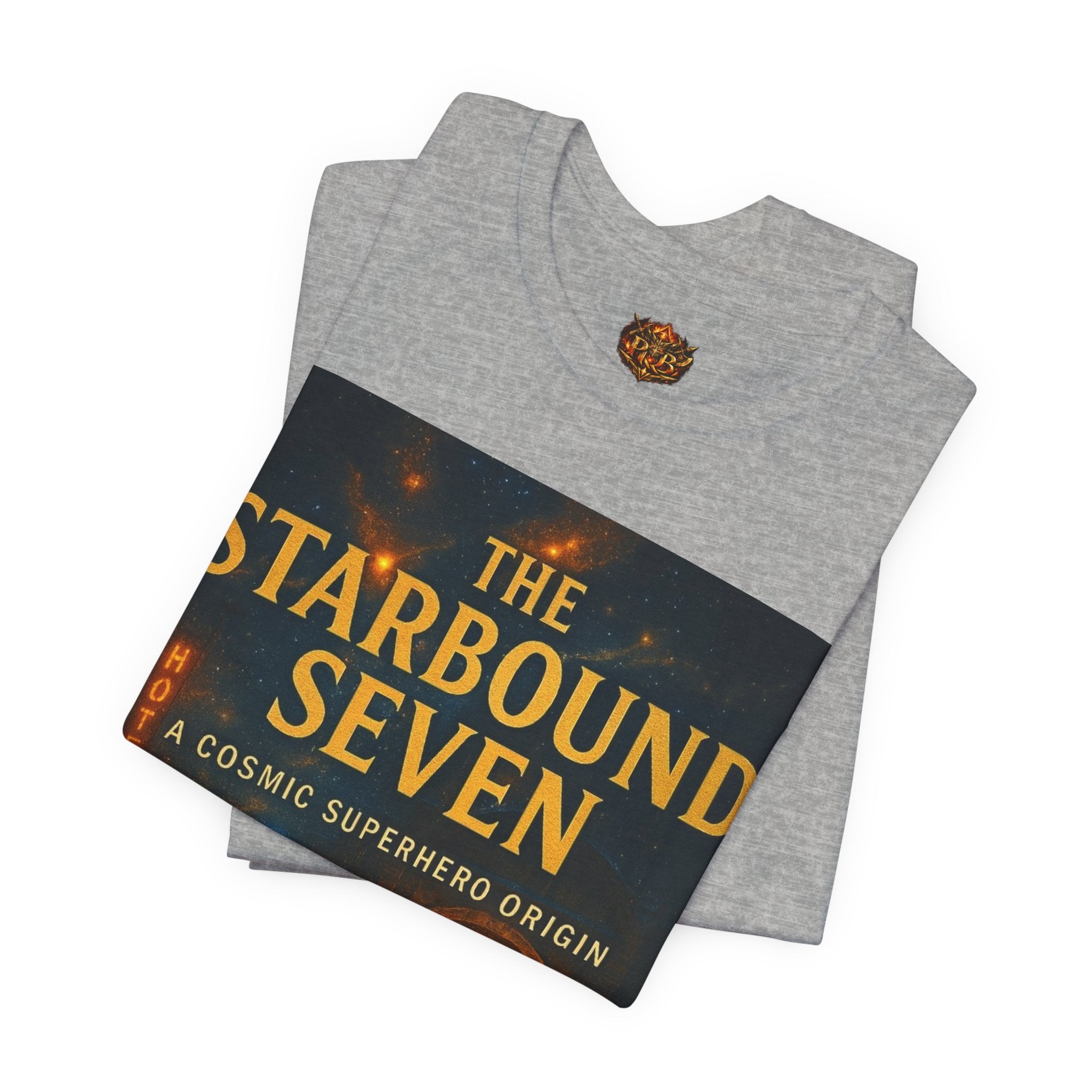 Power Runs Black PRB The Starbound Seven Tee – Retro Cosmic Superhero Poster Shirt by Power Runs Black
