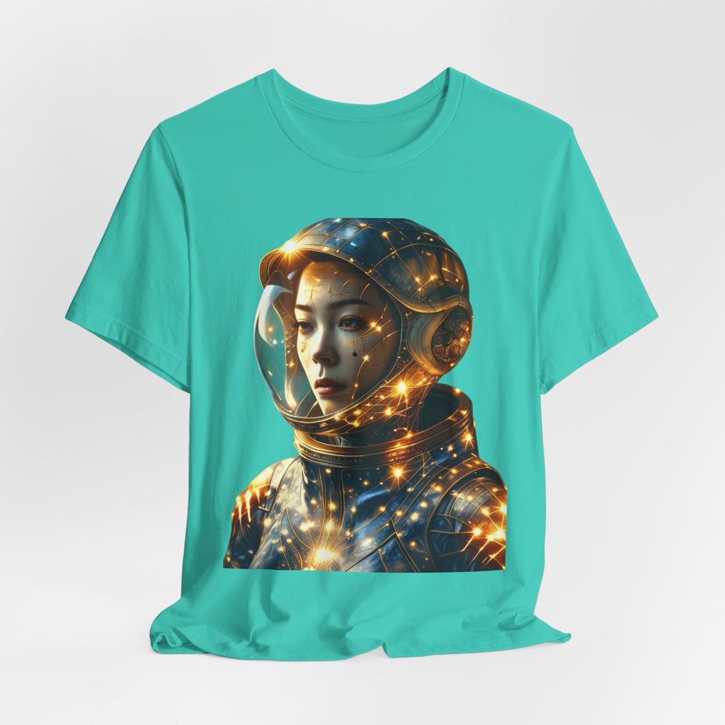 PRB Astronaut Portrait Tee — Starry Cosmic Helmet Graphic T-Shirt by Power Runs Black