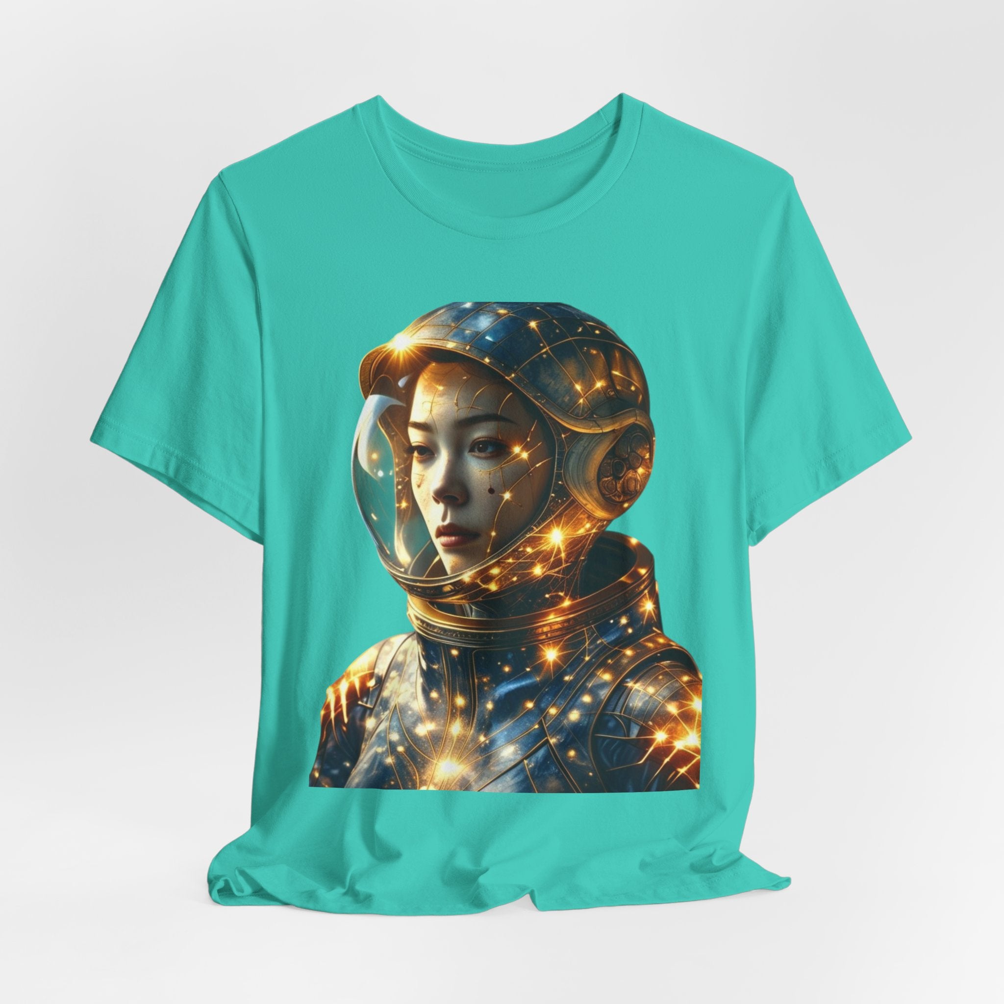 PRB Astronaut Portrait Tee — Starry Cosmic Helmet Graphic T-Shirt by Power Runs Black