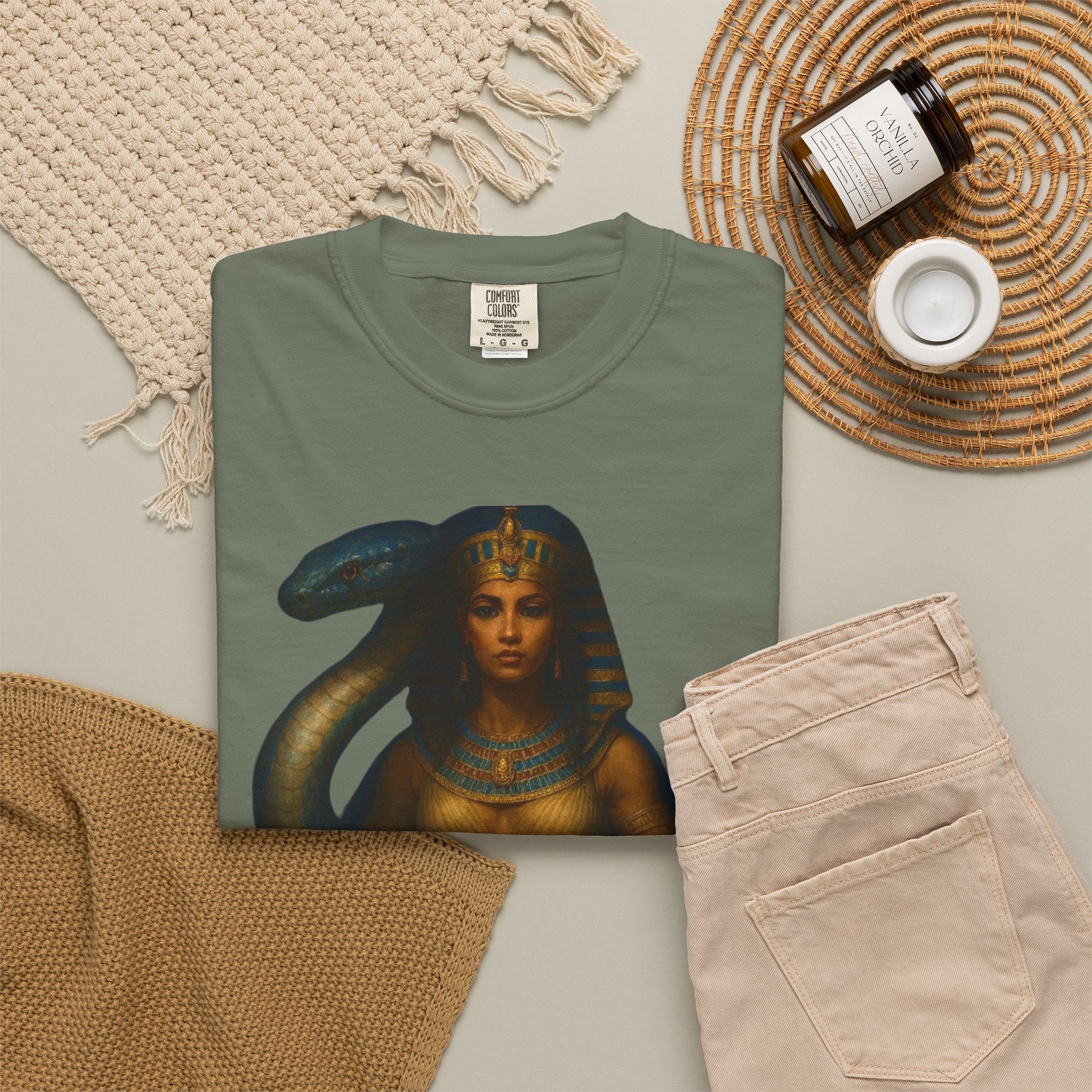 PRB Egyptian Goddess with Snake T-Shirt | Pharaoh Serpent Art Tee by Power Runs Black
